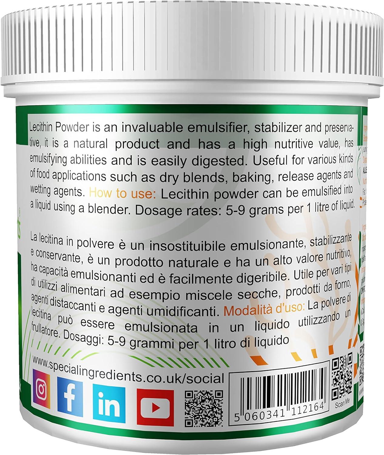 Lecithin Powder 250g Premium Quality Suitable for Vegans NonGMO Gluten Free Recyclable
