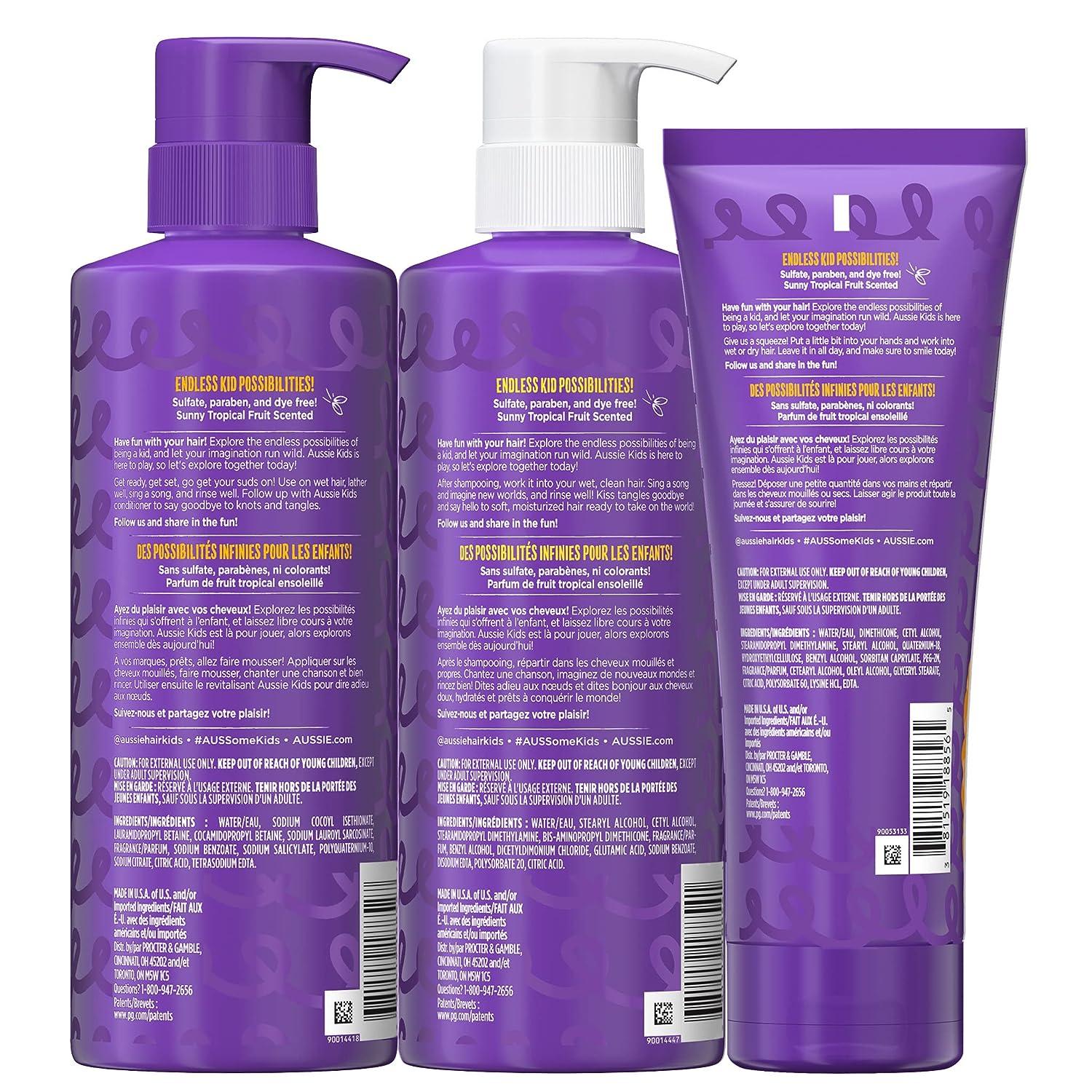 Aussie Kids Shampoo, Conditioner, and Leavein Conditioner Bundle for