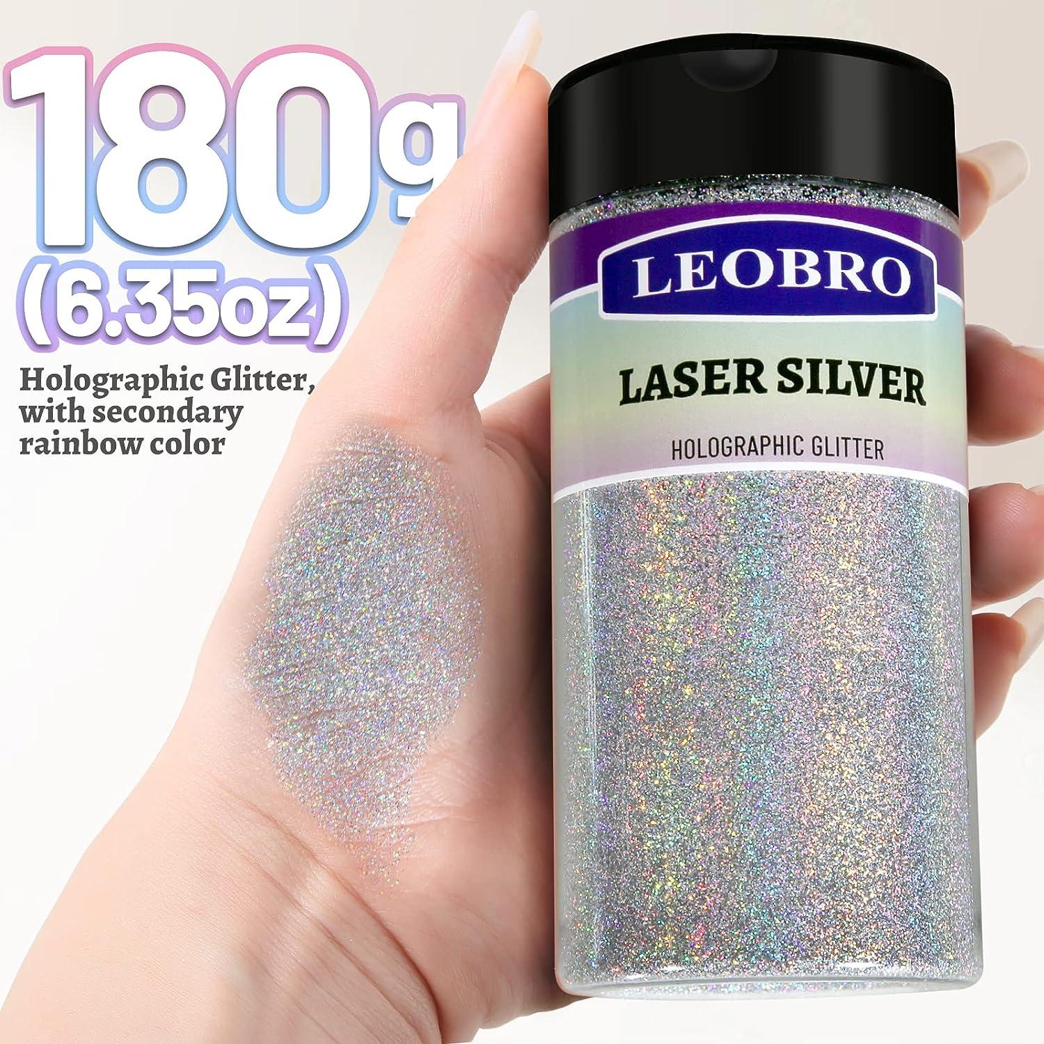 LEOBRO Silver Holographic Ultra Fine Glitter 180G - Iridescent