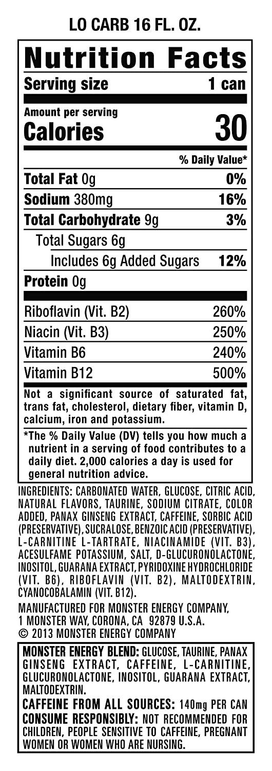 Monster Energy LoCarb 16oz (Pack of 24) Low Carb Energy Drink