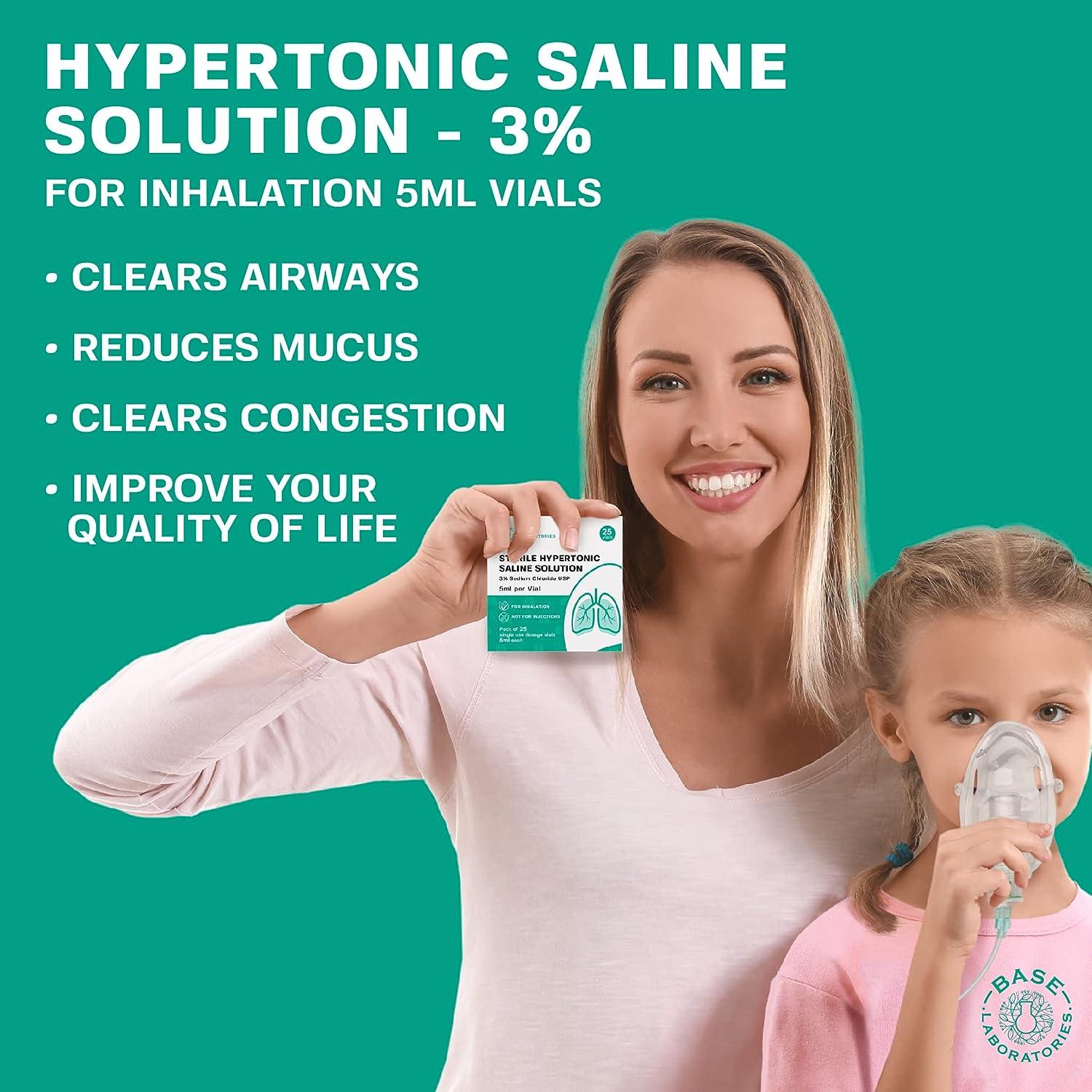 Base Labs 3 Hypertonic Saline Solution for Nebulizer Machine Saline Solution for Kids