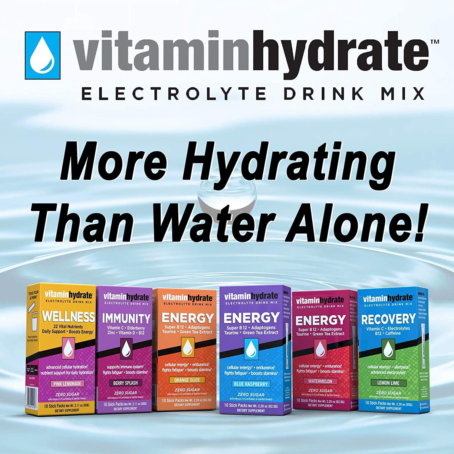 VitaminHydrate, Hydration Powder, Electrolyte Supplement Drink Mix, Single Serving, Orange, Zero