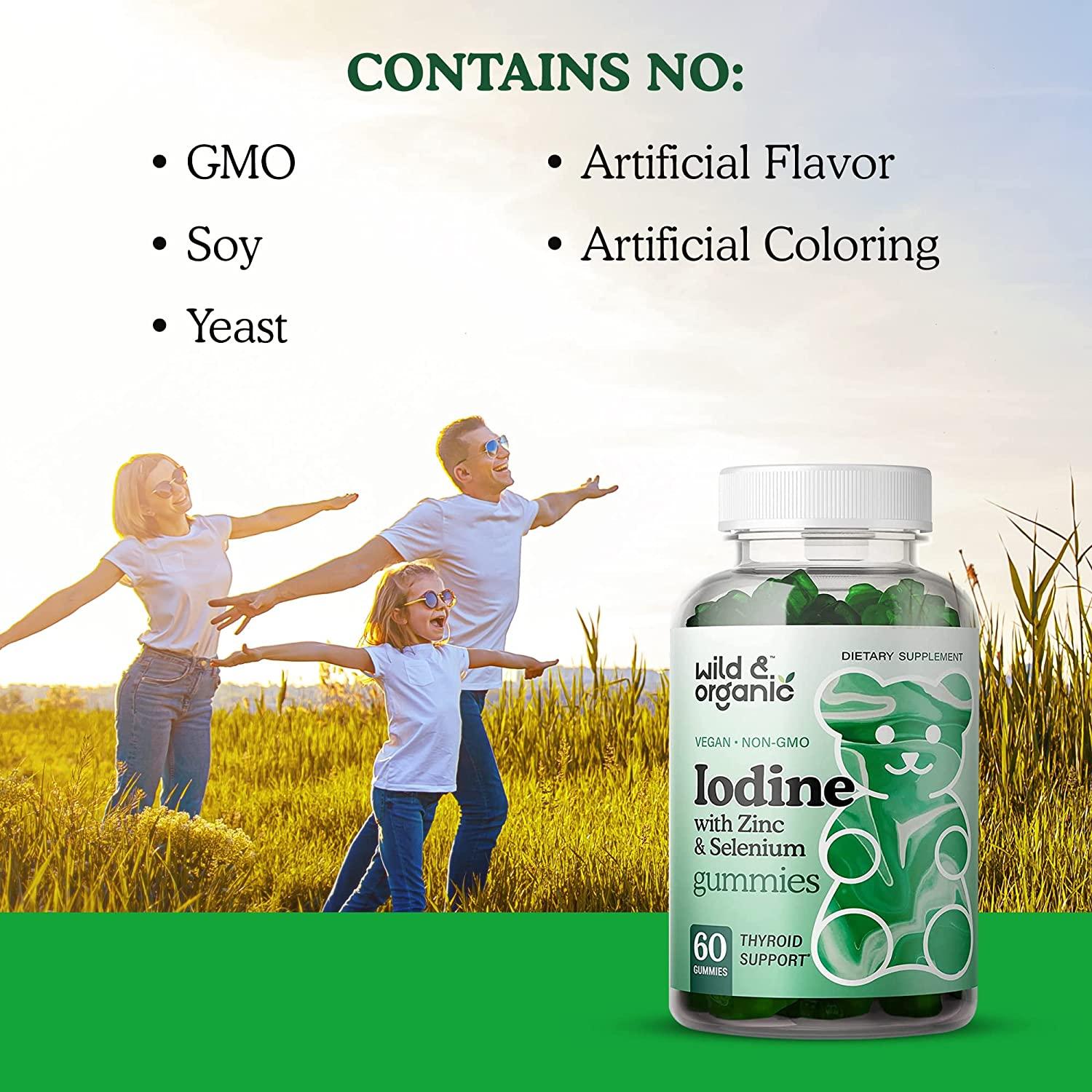 Wild Organic Iodine Gummies Iodine Supplements for Thyroid with Zinc