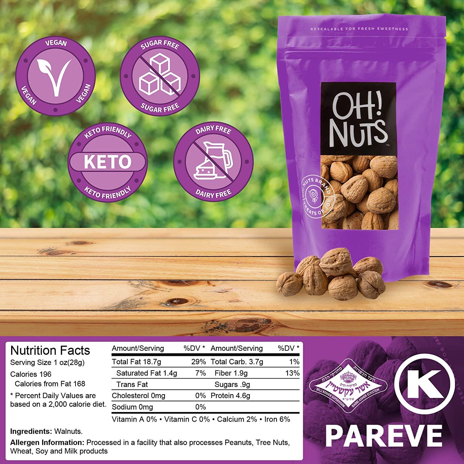 Oh! Nuts Raw Walnuts in Shell Resealable 2Lb. Bulk Bag for Ultimate