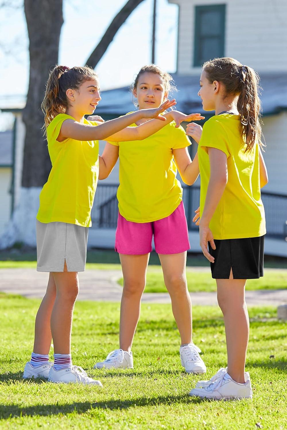 Resinta 4 Pack Girls Mesh Athletic Shorts Kids Summer Active