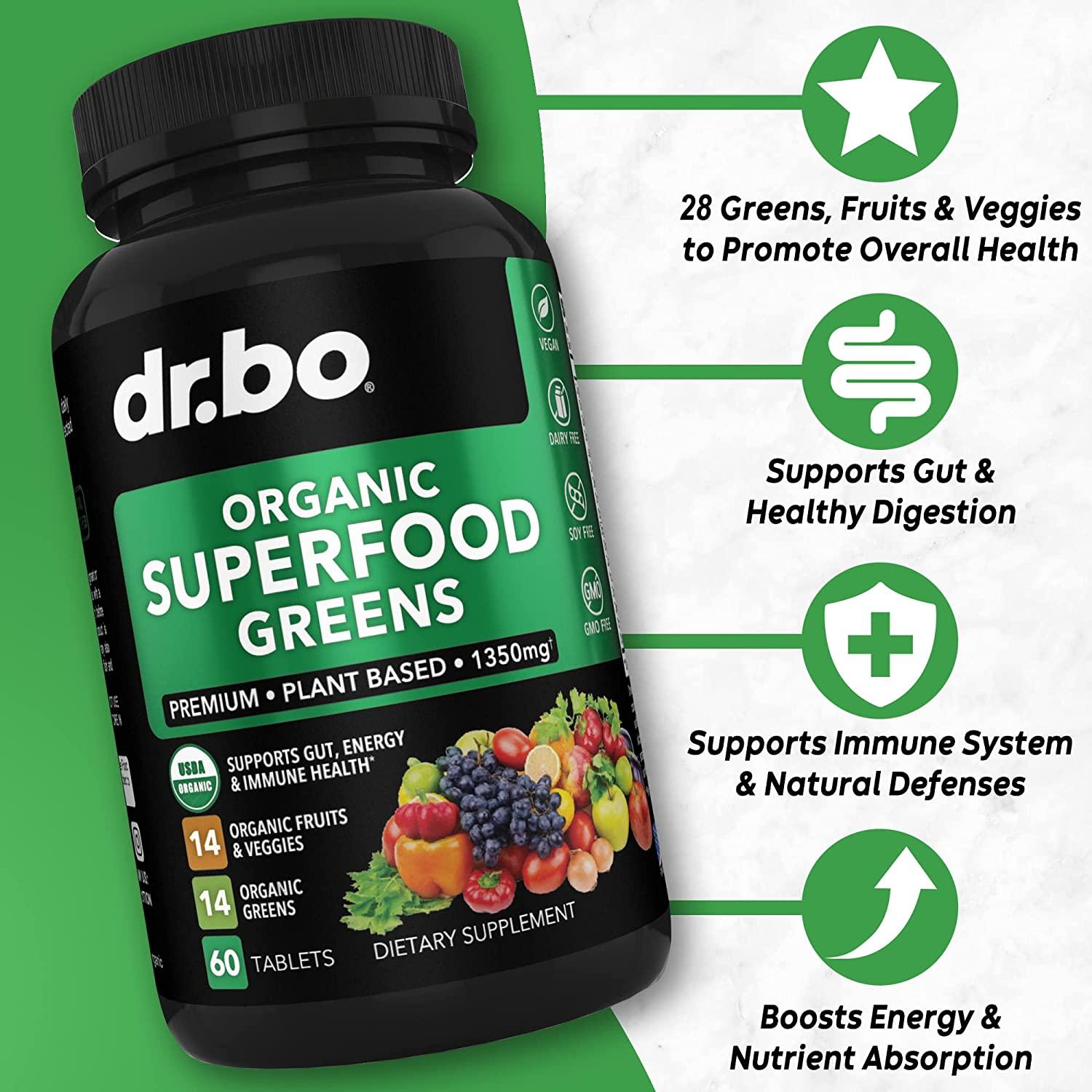Organic Superfood Greens & Fruit Supplements Energy Boosting Veggie