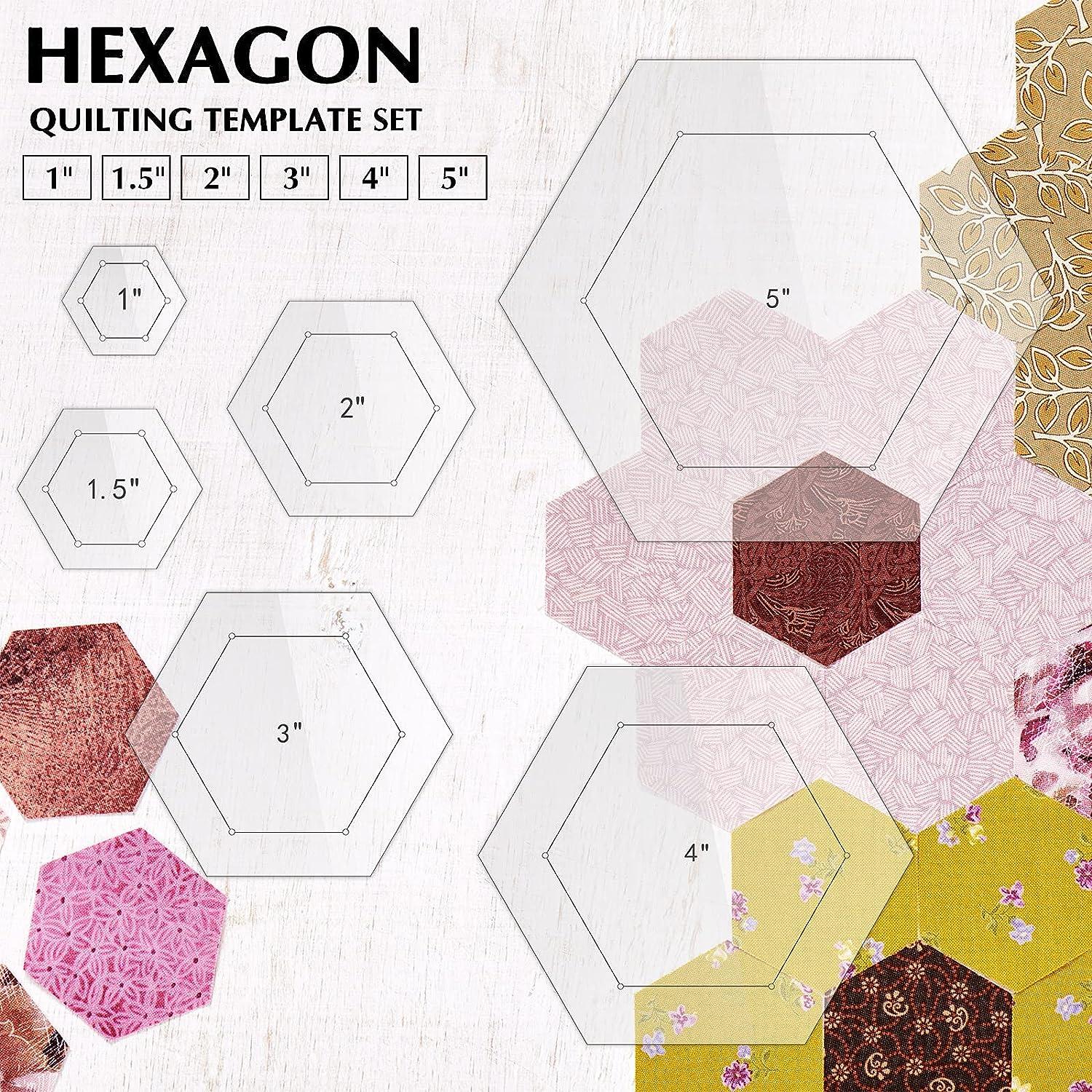 Hexagon Quilting Templates Set 6 Pieces (15 Inch) with Seam