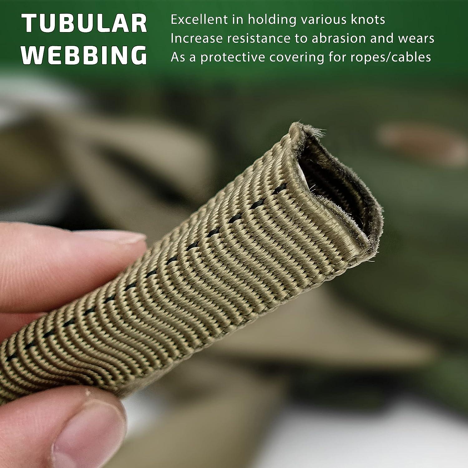  GM CLIMBING 1 inch MIL-W-5625 Nylon Tubular Webbing Milspecs  4000Lbs Durable for Outdoor Tactical Parachute Climbing Rescue Survival Tie  Down 1 inch x 30Ft / 10 Yards Camo Green 483 : Sports & Outdoors