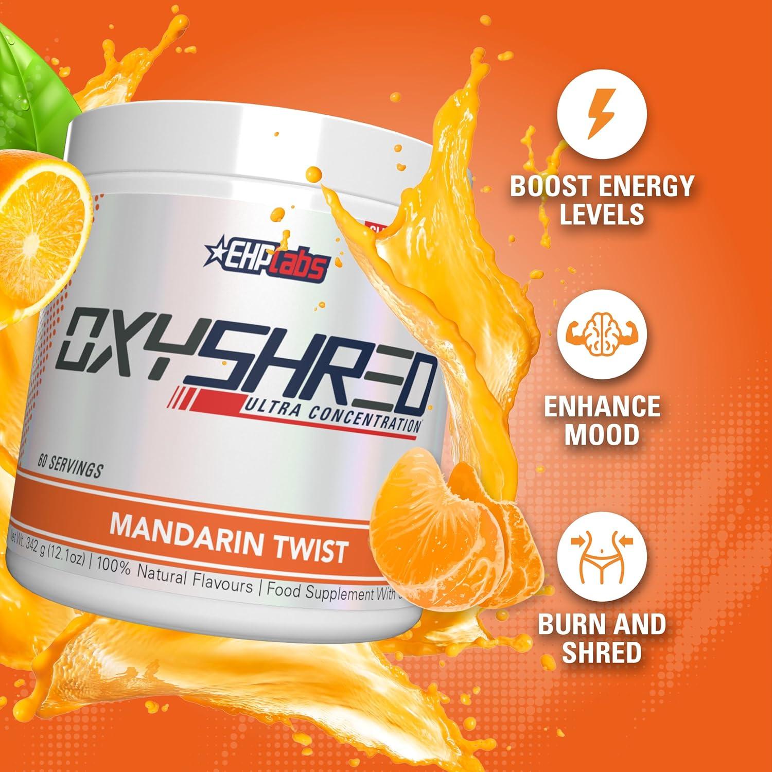 EHPlabs OxyShred Thermogenic Pre Workout Powder & Shredding Supplement -  Clinically Proven Pre Workout Powder with L Glutamine & Acetyl L Carnitine  Energy Boost Drink - Mandarin Twist 60 Servings | Buy