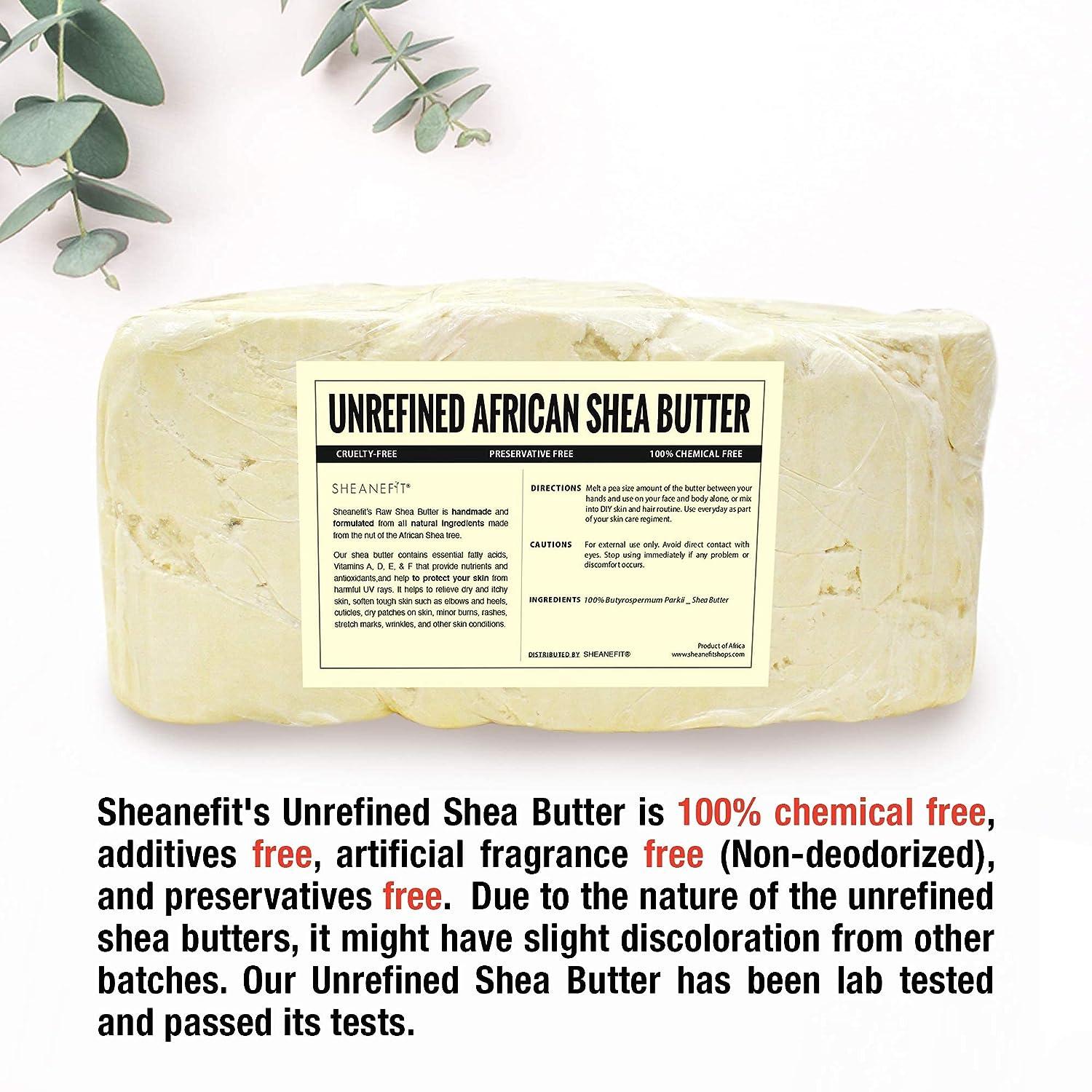 Sheanefit Raw Unrefined Ivory African Shea Butter Bulk Bar- Use Alone, Mix  with Other to Make Unique DIY Body Butter, Ivory Bulk Block Bars (10