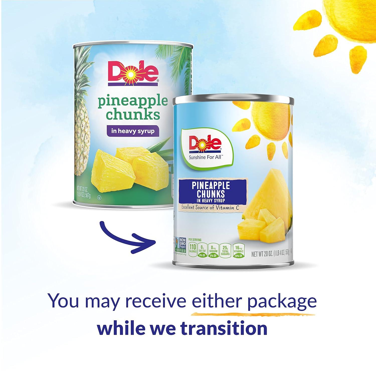 Dole Canned Pineapple Chunks in Heavy Syrup 20 Oz 12 Count 20 Ounce