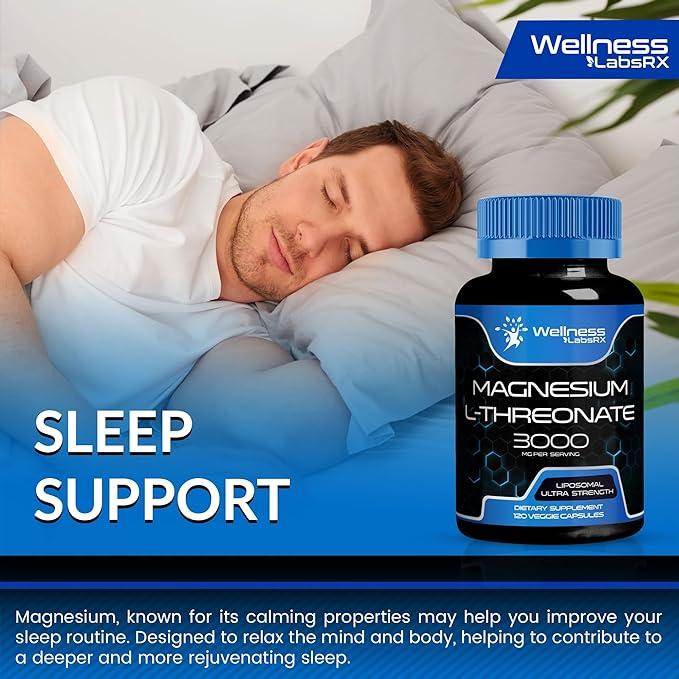 Magnesium lThreonate Supplement Capsules 120 Count 3000mg High