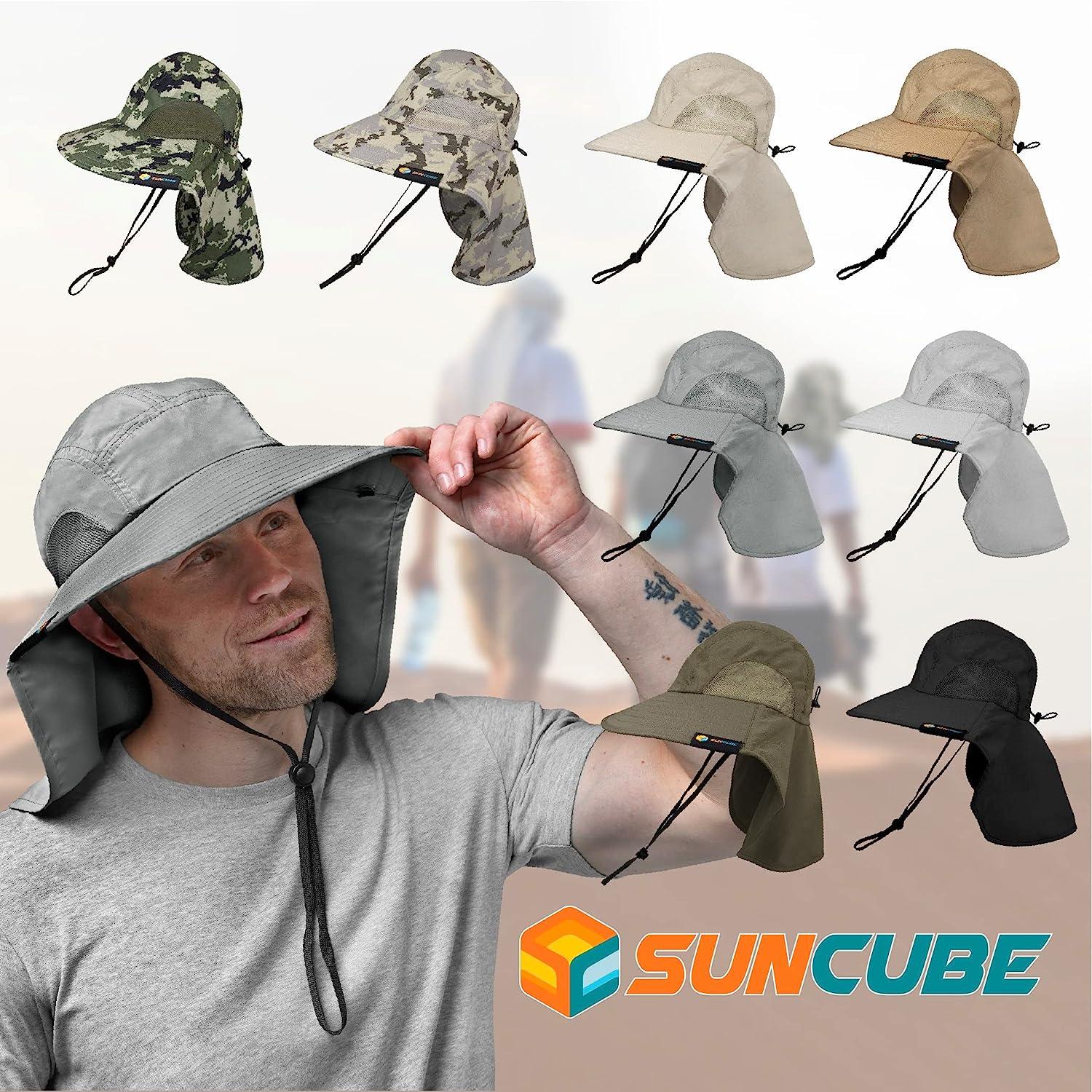 Sun Cube Wide Brim Sun Hat With Neck Flap, Upf50+ Hiking Safari