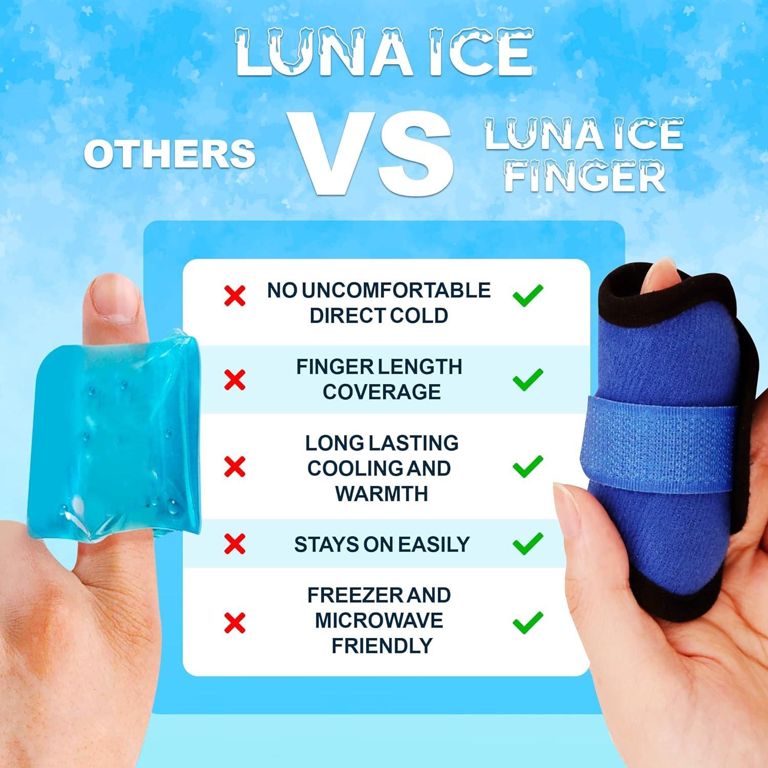 Luna Ice Finger and Hand Ice Pack Set 2 Pack Finger Wrap and Ice Gloves for Hands