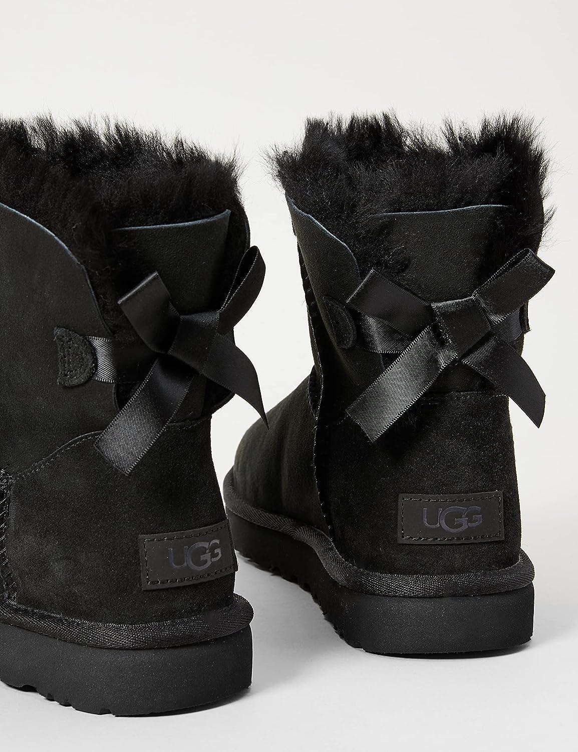 UGG Women's Mini Bailey Bow II Winter Boot, Black, 5 US/5 B US