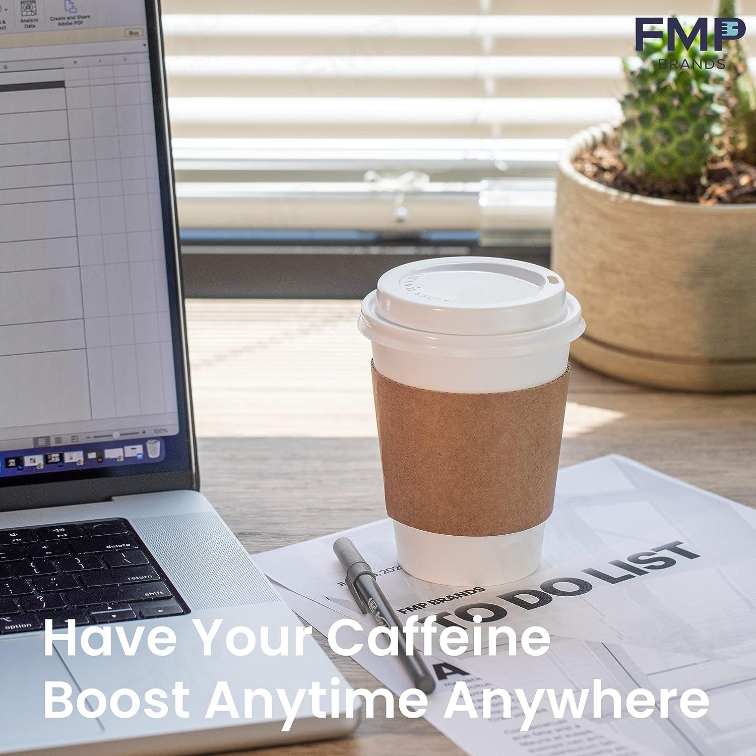 50 Pack 12oz White Coffee Cups with Dome Lids, Sleeves - Disposable Paper  To Go Cups for Hot Drinks - Ideal for Cafes & Businesses | Buy Now with  Express International Delivery | GoSupps.com