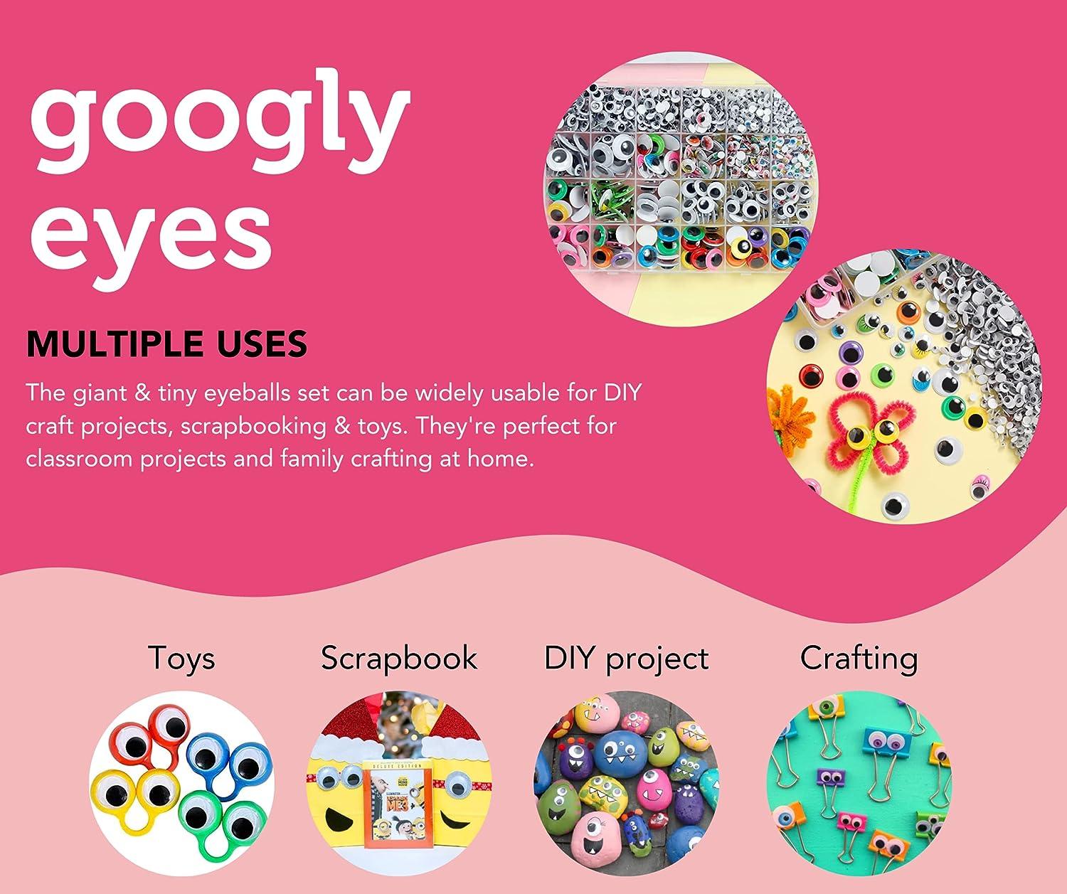 Incraftables Googly Eyes 1680 pcs (Self Adhesive) Set. Best Small & Large  Colorful Sticky Wiggle Eye for DIY Arts & Crafts (4 mm to 18 mm). 30  Varieties Value Pack for Adults & Kids