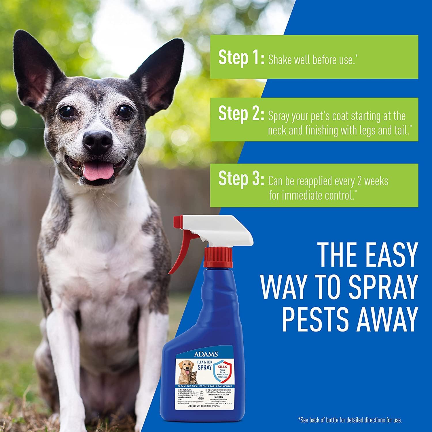 Adams Flea & Tick Spray For Dogs and Cats Kills Fleas and Ticks