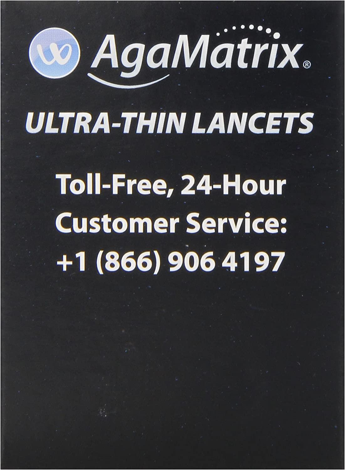 AgaMatrix Lancets 33 Gauge 100 Count Box UltraFine Needles for Smooth and Comfortable Blood