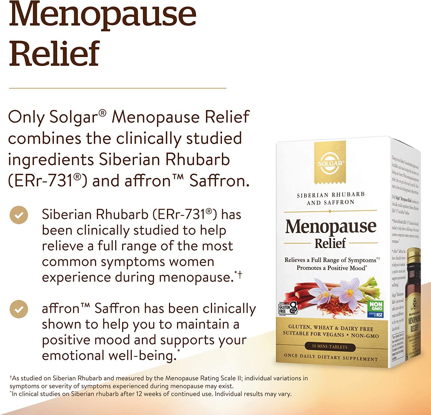 Solgar Menopause Relief 30 Tablets Helps Relieve Hot Flashes