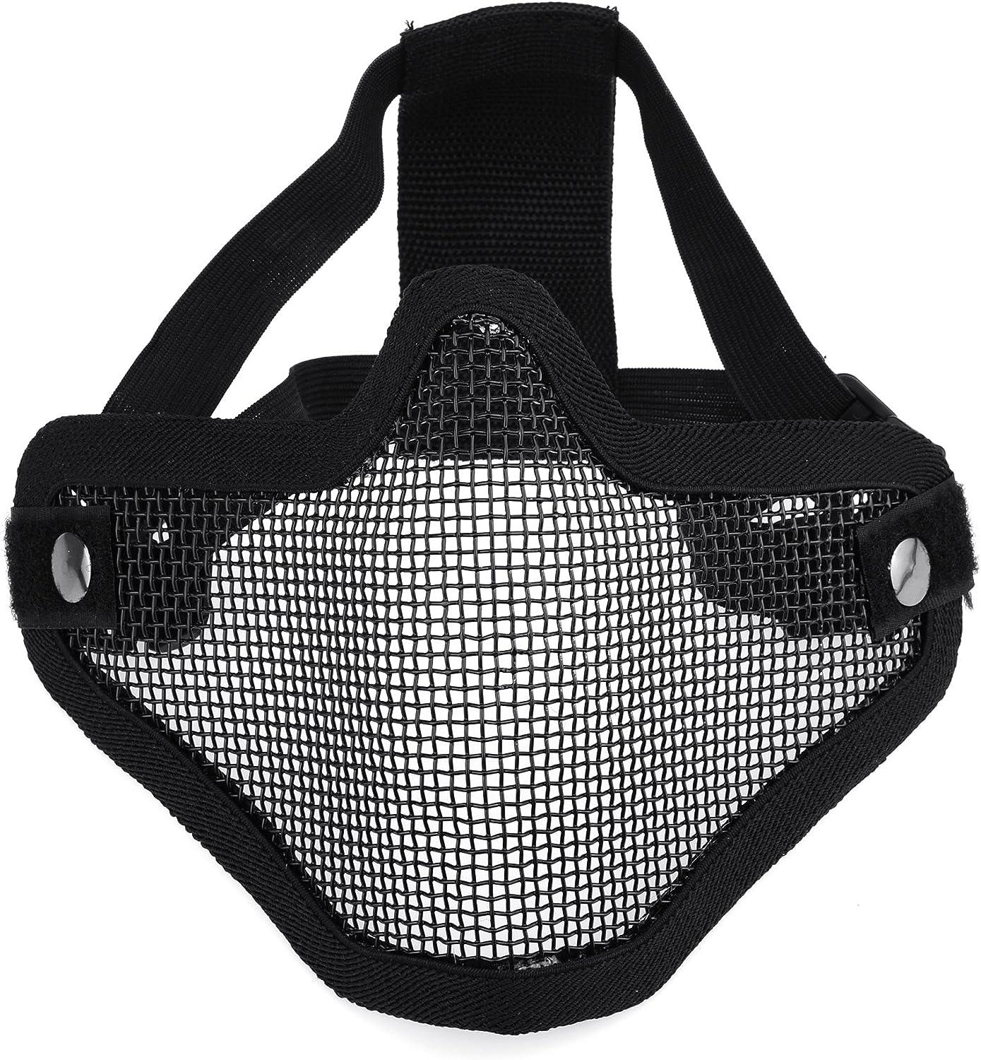 ArcEnCiel Tactical Airsoft Steel Metal Mesh Half Face Mask Black