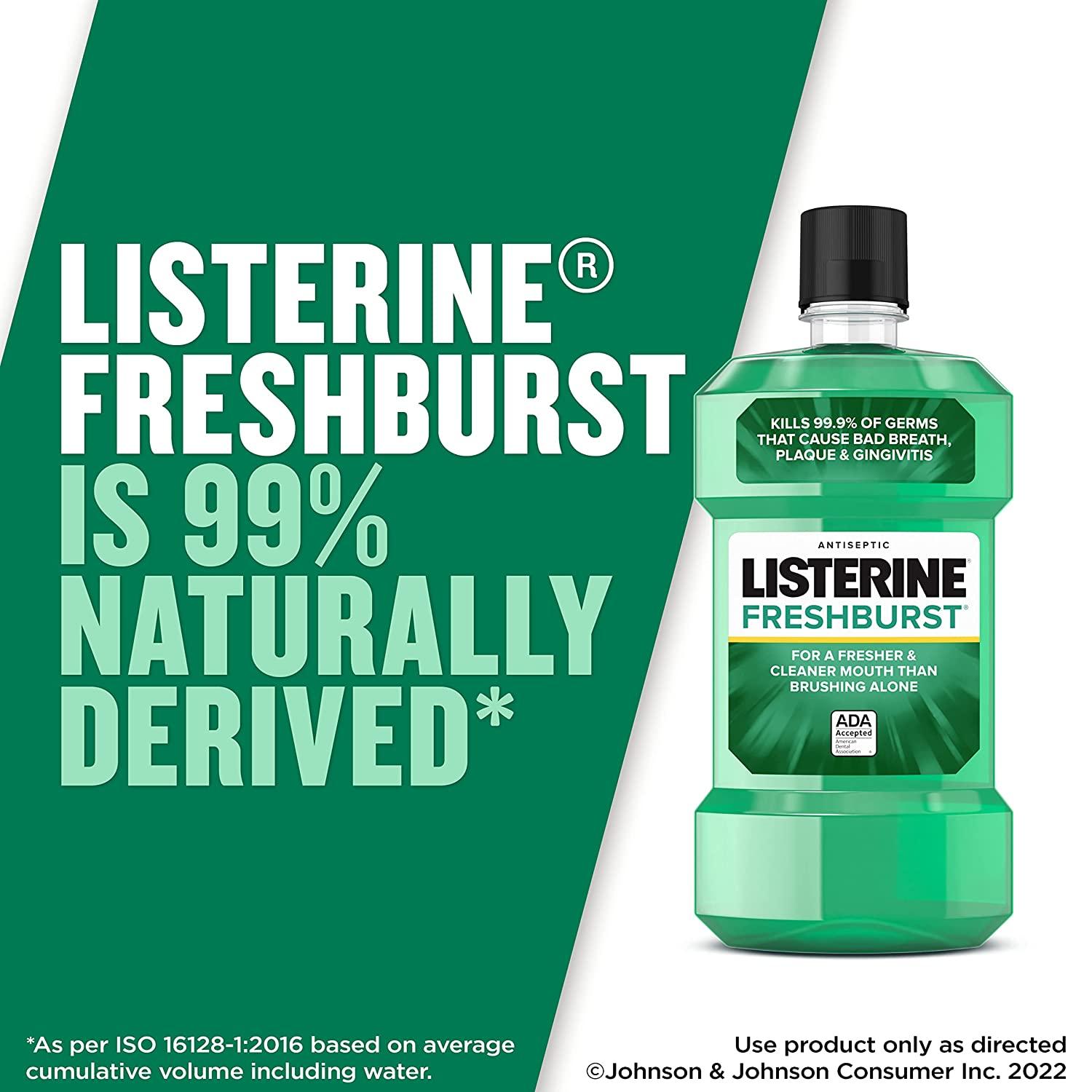 Listerine Freshburst Antiseptic Mouthwash for Bad Breath, Kills 99 of