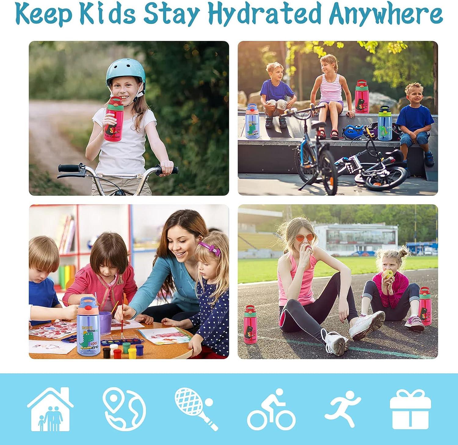 Kids Water Bottle With Straw For School Tritan Leak Proof 16 Oz Toddler Water  Bottle Bpa-free Spout Lid For Boys & Girls