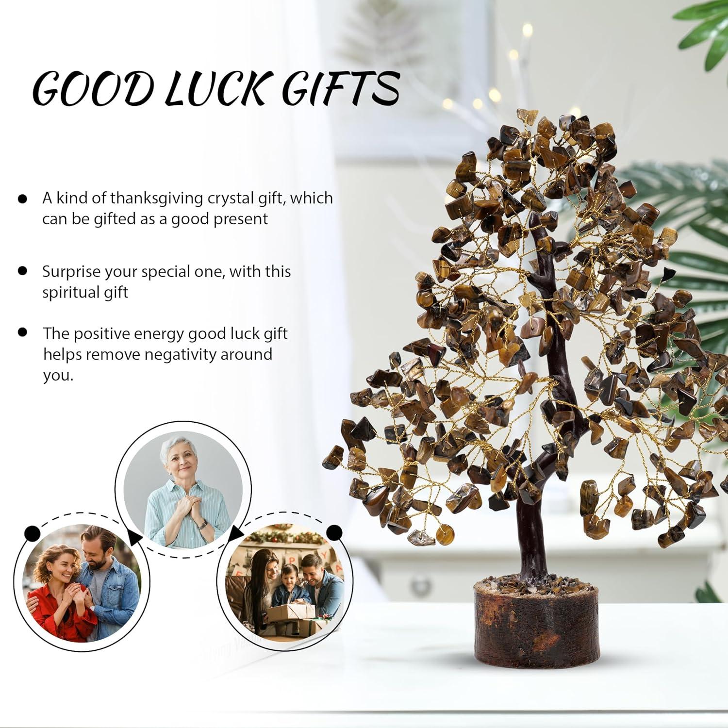 Tigers Eye Crystal Money Tree - Feng Shui Decor for Good Luck & Prosperity  | Buy Now with Express International Delivery | GoSupps.com