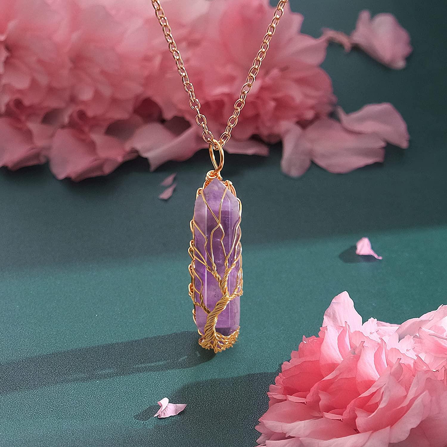 Turquoise Healing Crystal Pendant Necklace – White Lotus