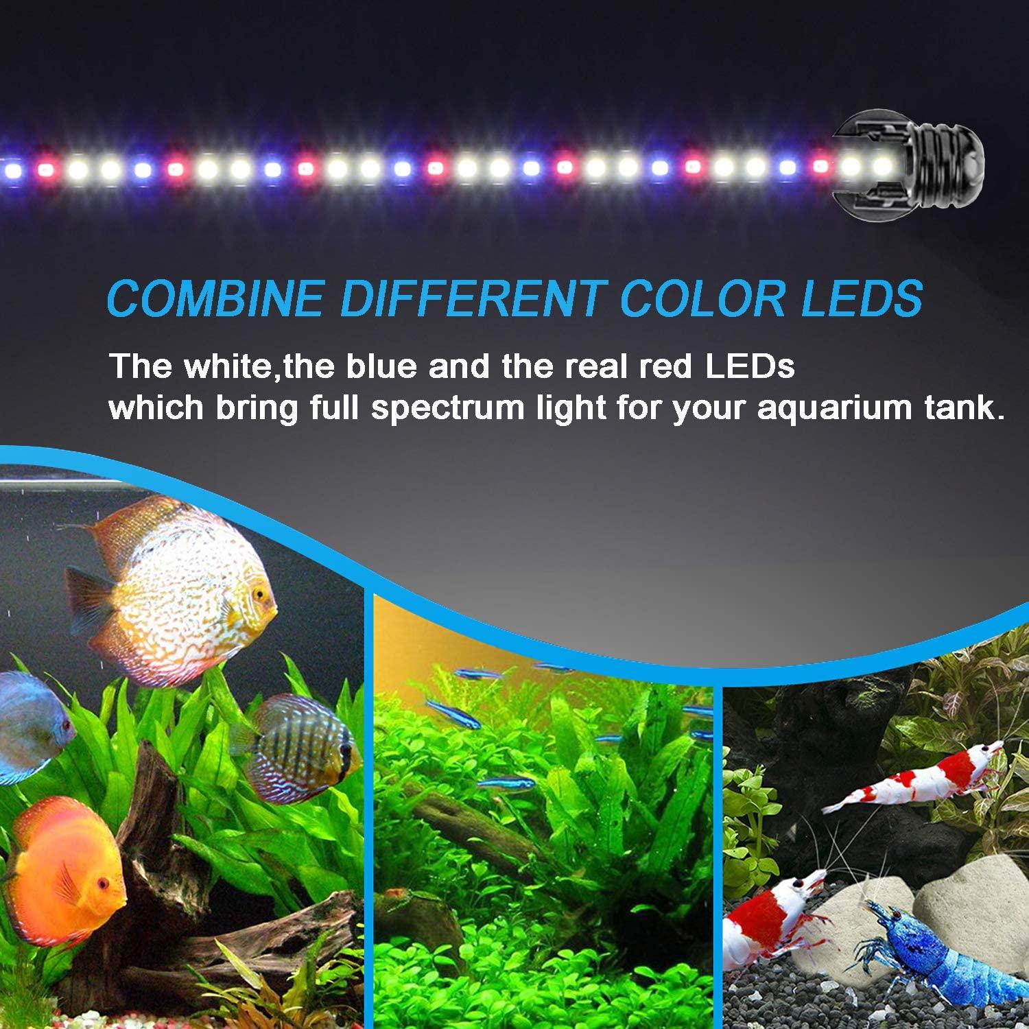 MingDak 24/7 Submersible Aquarium Light for Fish Tank,Auto Turn on/Off Day/Night Cycle,3 Stage