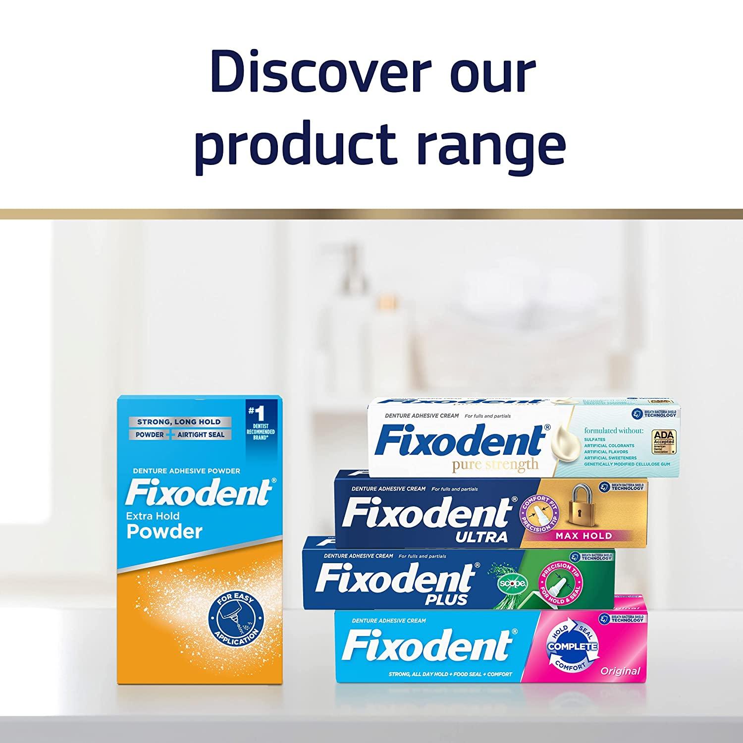 Fixodent Pure Strength Secure Denture Adhesive Cream 2.4oz (Pack of 4
