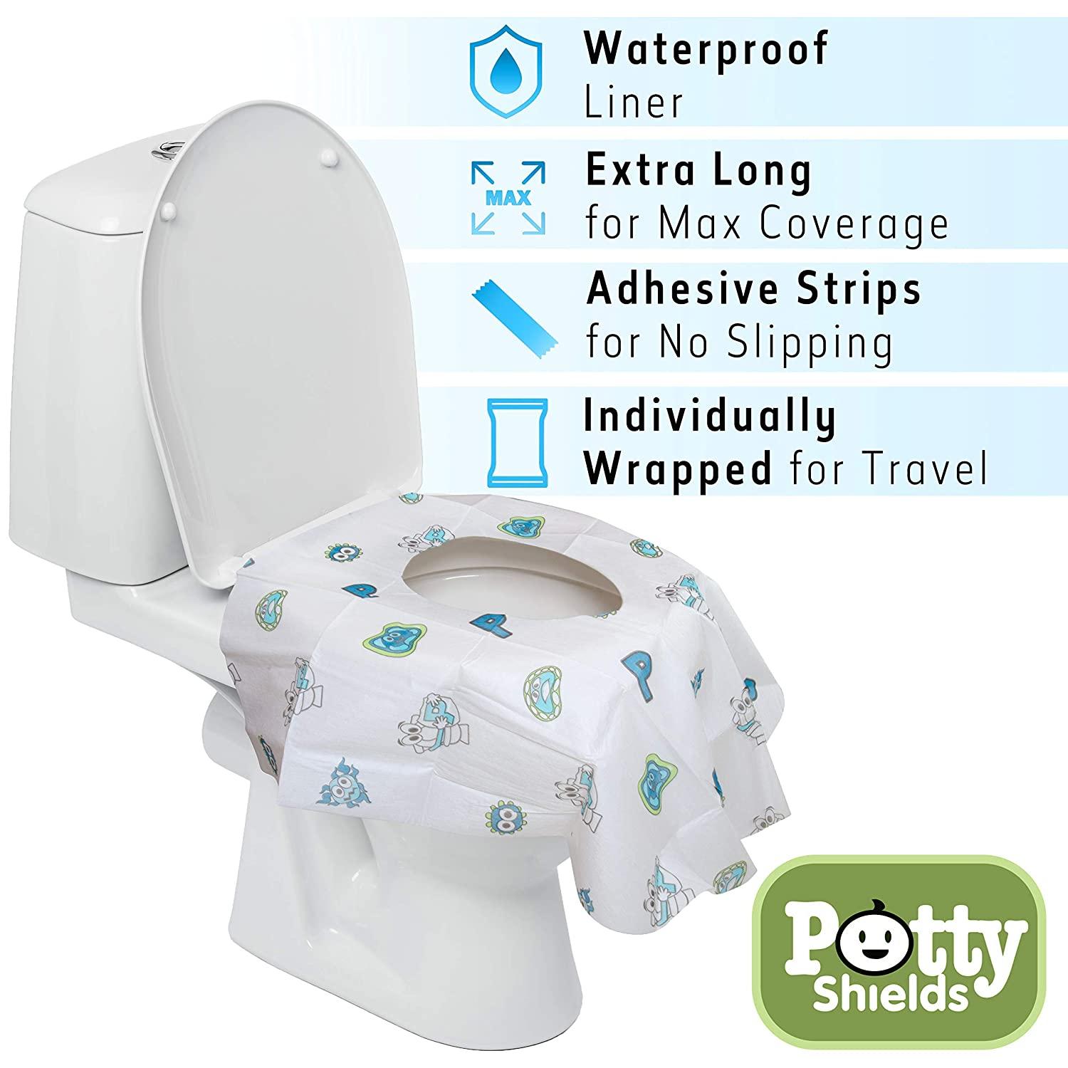 Disposable Toilet Seat Covers for Kids & Adults (12 Pack) - Germ Protect  from Public Toilets - Waterproof, Individually-Wrapped, Plastic Lined for  No Soak Thru, XL to Cover The Whole Toilet - Unisex