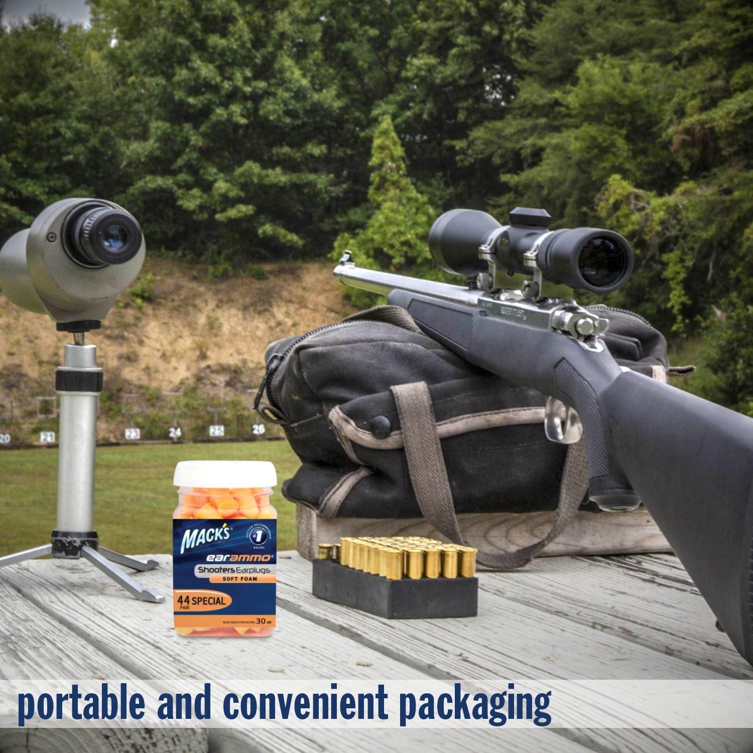 Mack's Ear Ammo Shooting Ear Plugs Soft Foam, 44 Pair Shooting Ear