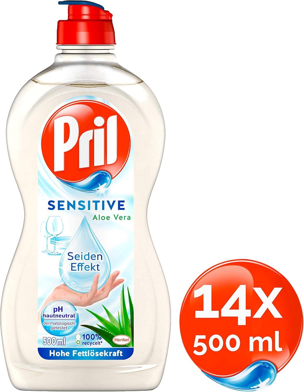 Pril Sensitive Aloe Vera Dishwashing Liquid (14 x 500 ml) - pH Skin-Neutral  with Silk Effect | Buy Online Worldwide