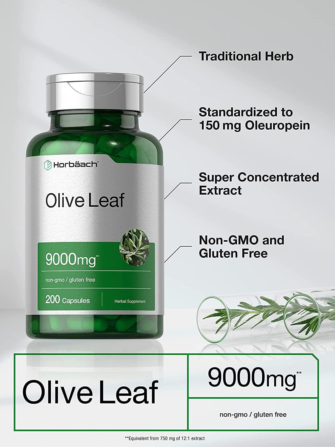 Olive Leaf Extract Capsules 9000mg 200 Count Super Strength