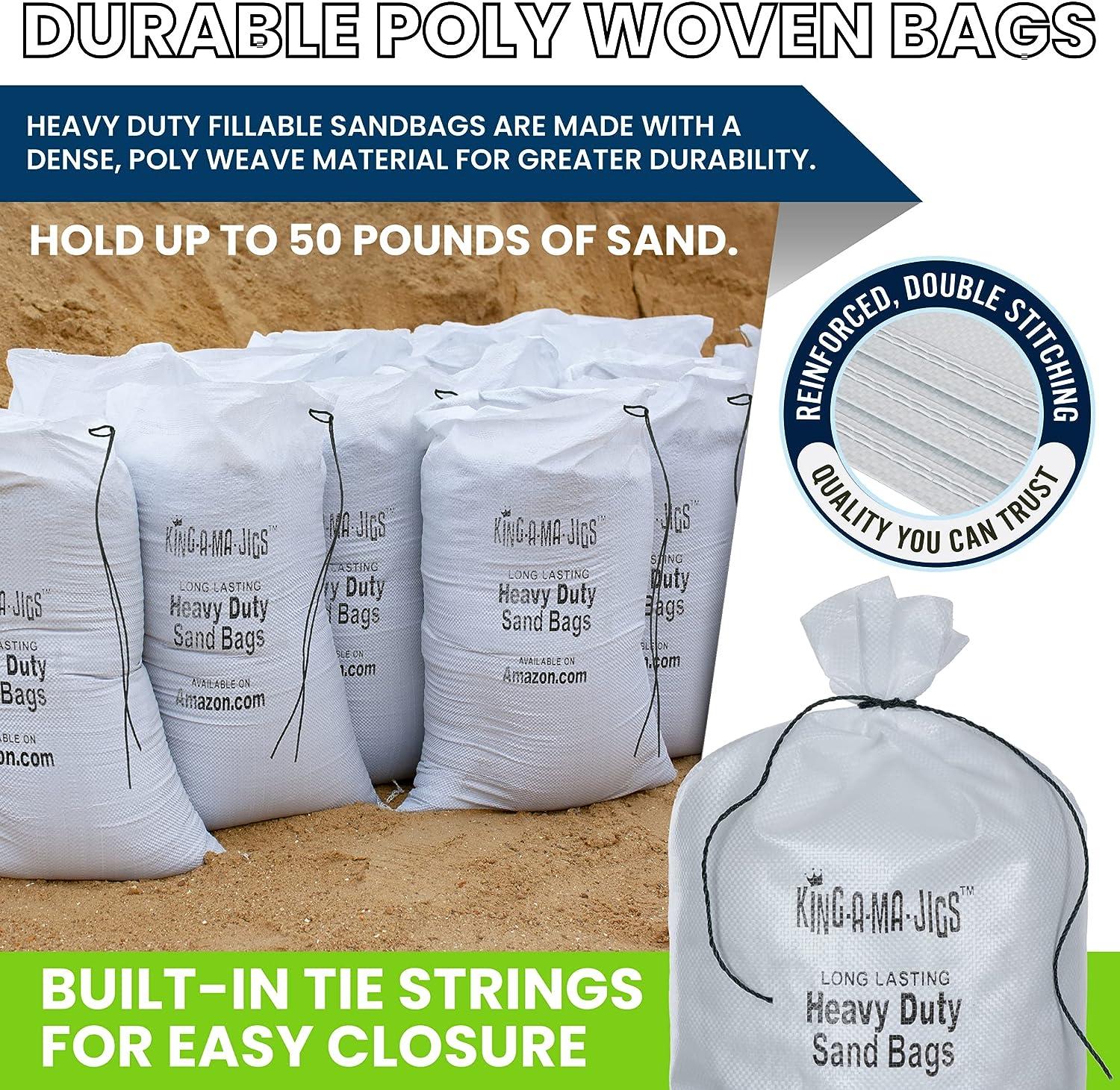 Sand Bags (12 Pack) Empty Sandbags with Ties, Heavy Duty, UV Treated (14 x  25) Non-Slip Empty Bags for Sand - (12 Pack)