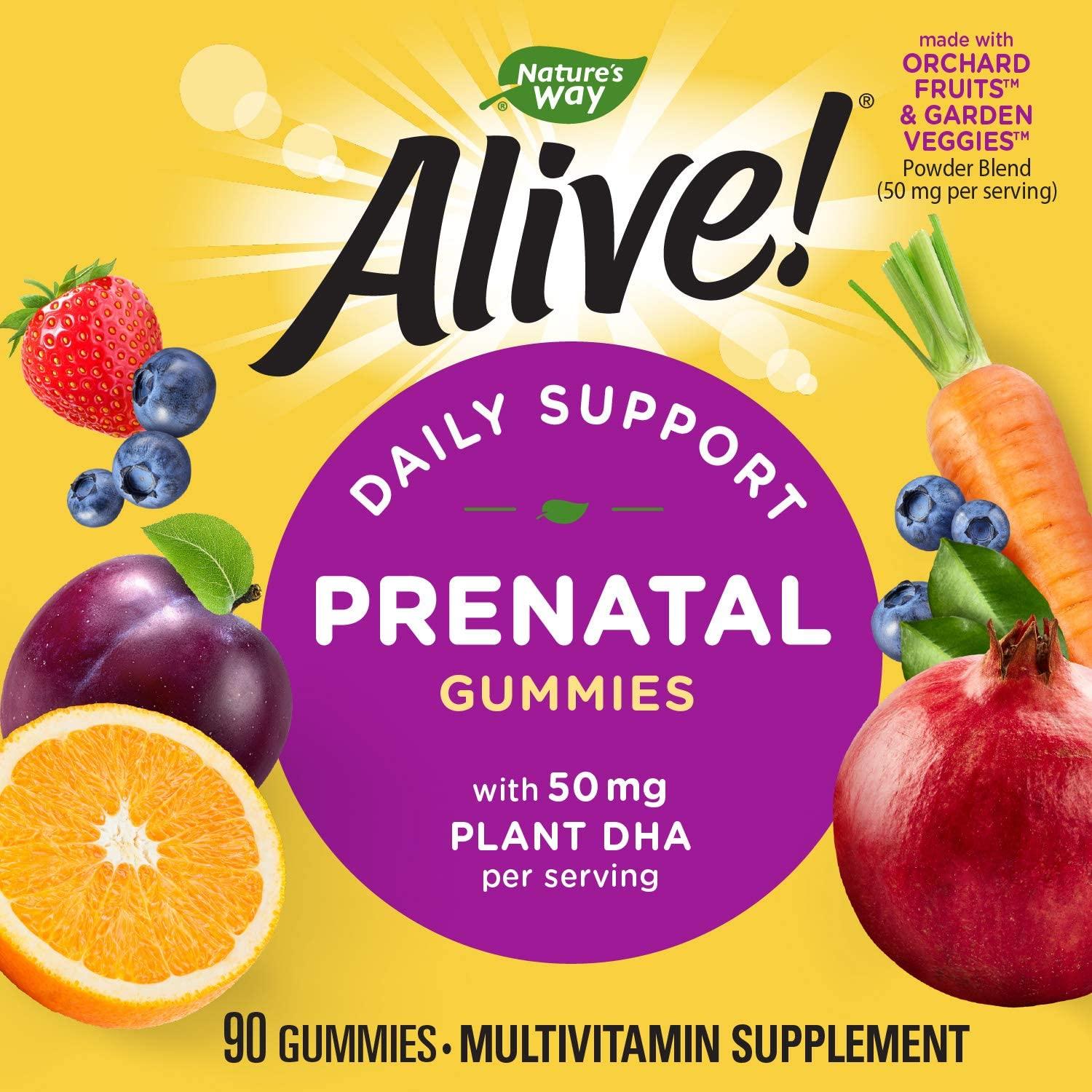 Nature's Way Alive! Prenatal MultiVitamin with Plant DHA Strawberry