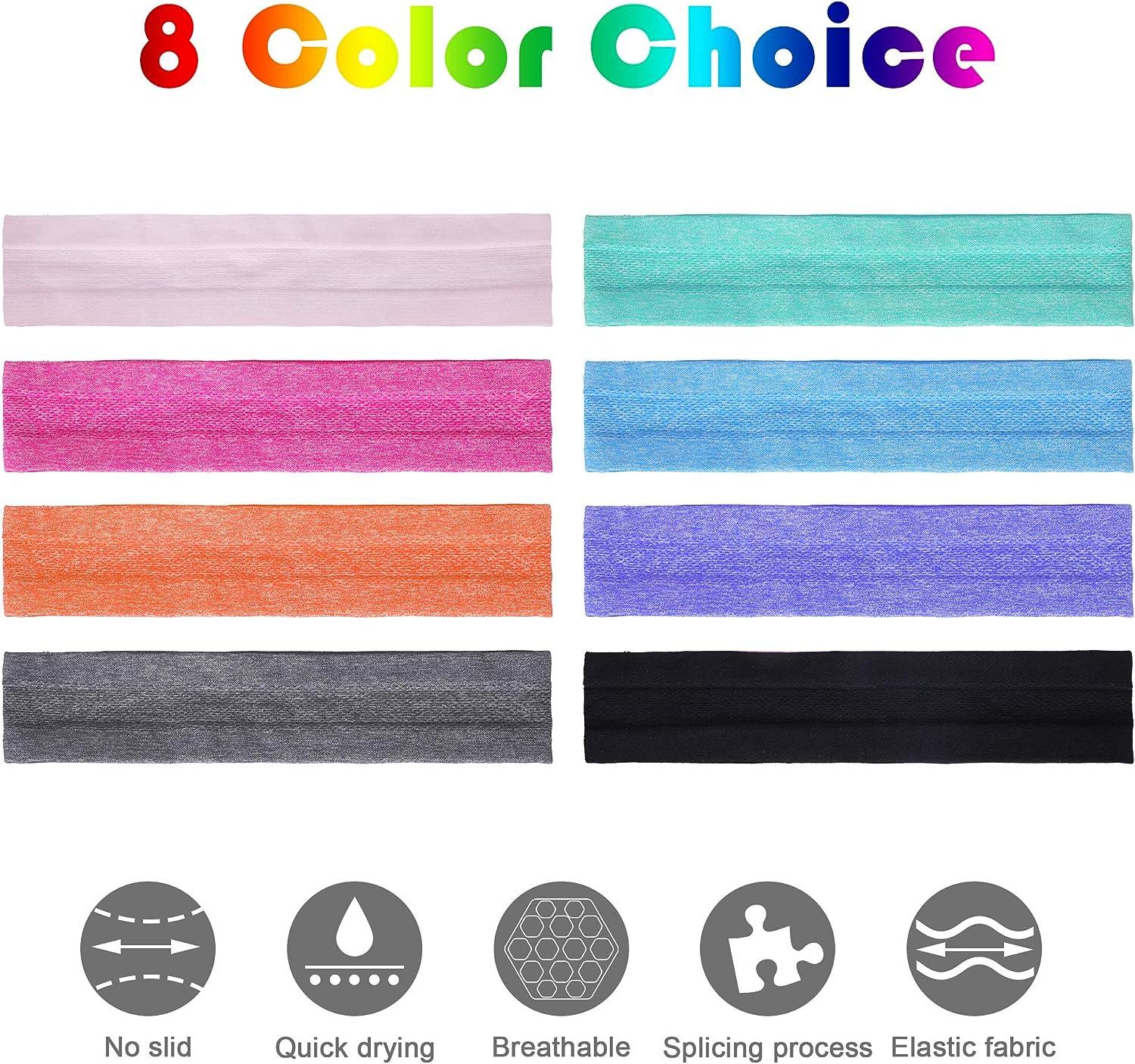 8 Pack Sport Headbands for Women & Men, Elastic Soft Fabric Non-Slip Hair  Bands, Daily Workout Yoga Running Sports Soft Twist Knotted Headbands