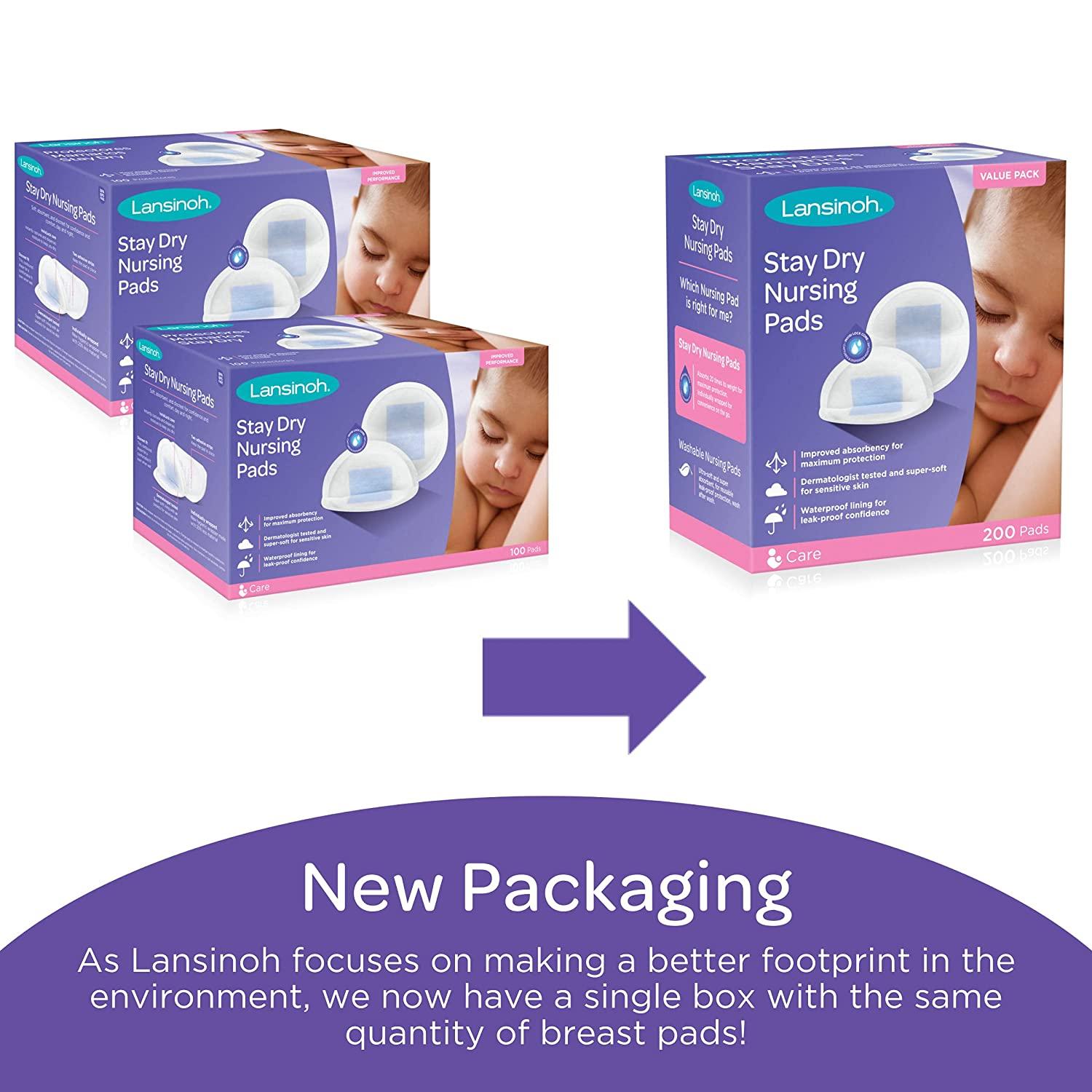 Lansinoh Stay Dry Disposable Nursing Pads for Breastfeeding 200 Count/Box  Sealed