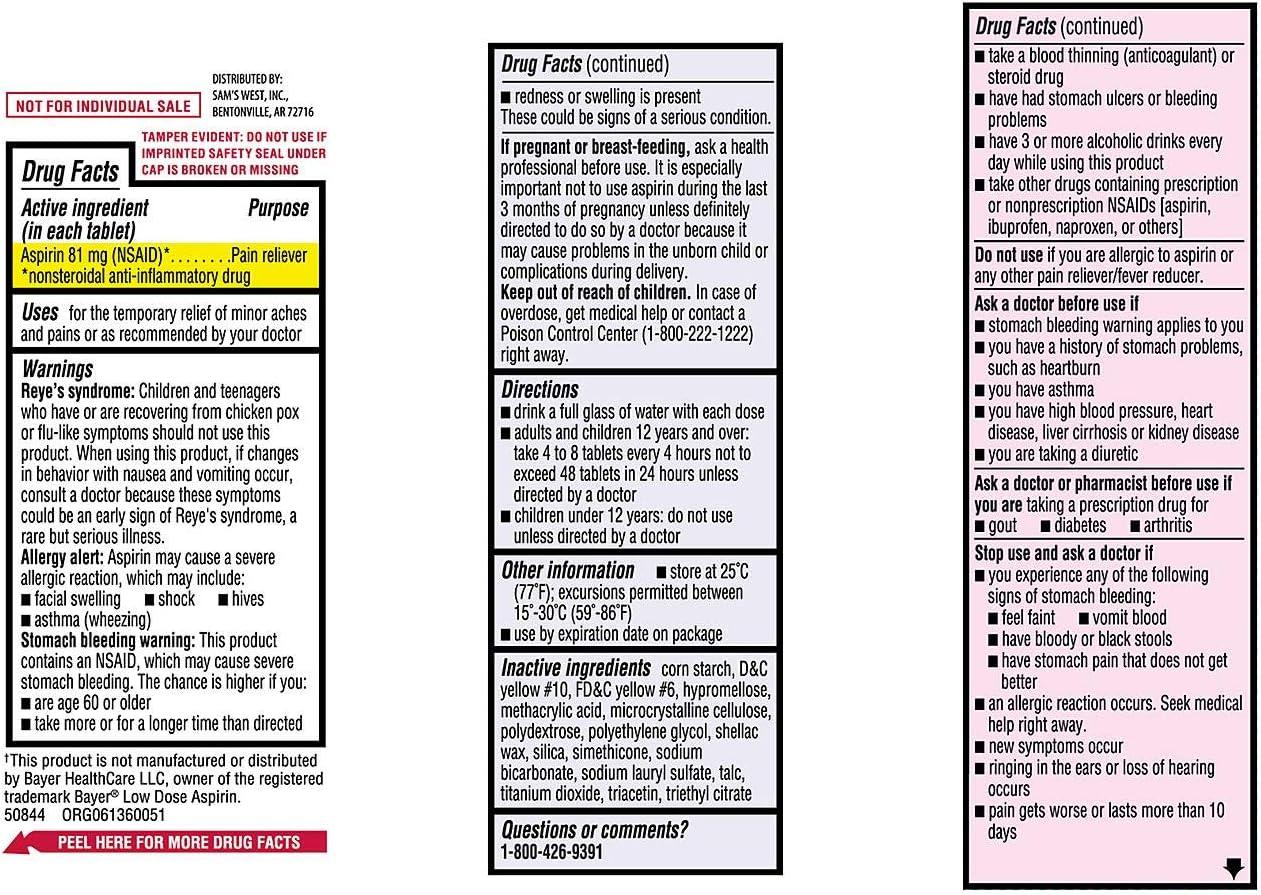 Member's Mark 81 mg Low Strength Aspirin (730 ct.)