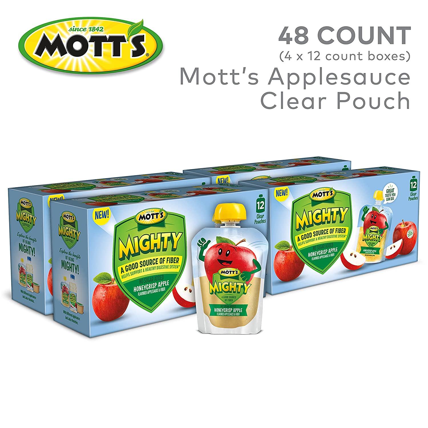 Mott's Mighty Honeycrisp Apple Applesauce,3.2 oz clear pouches (Pack of 48) Honeycrisp Apple 3.2