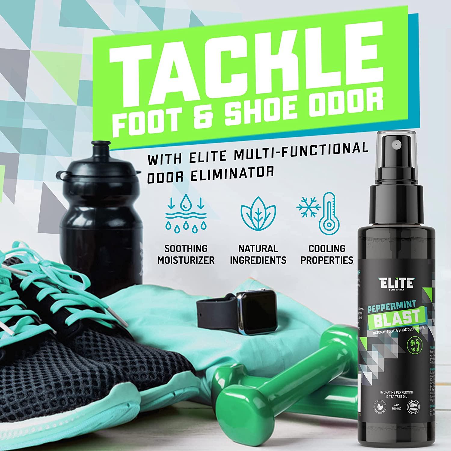 Elite Sportz Shoe Deodorizer Peppermint Foot Spray for Smelly