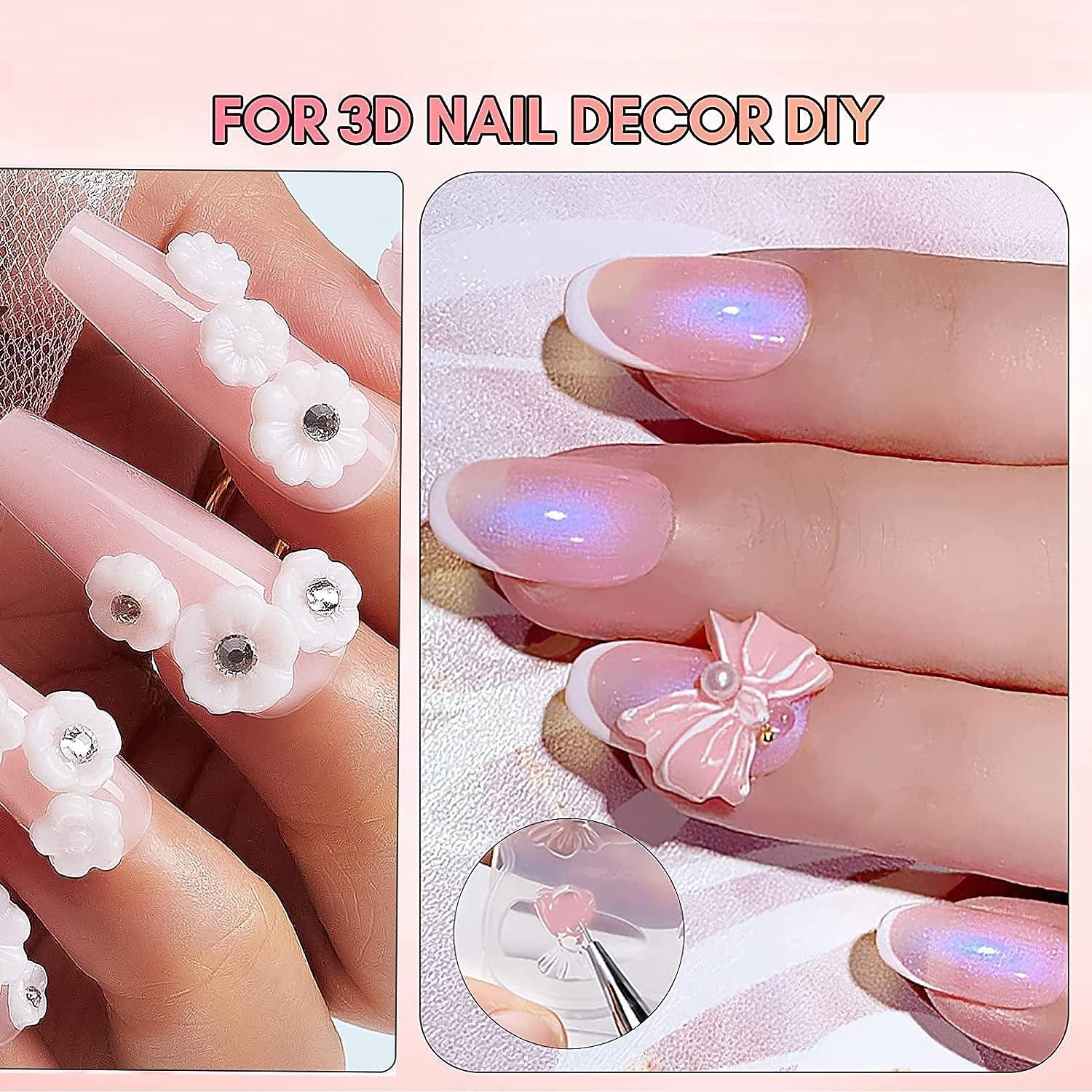 Makartt Pink Nail Rhinestones with Gel Nail Glue for Gems 15ML Strong