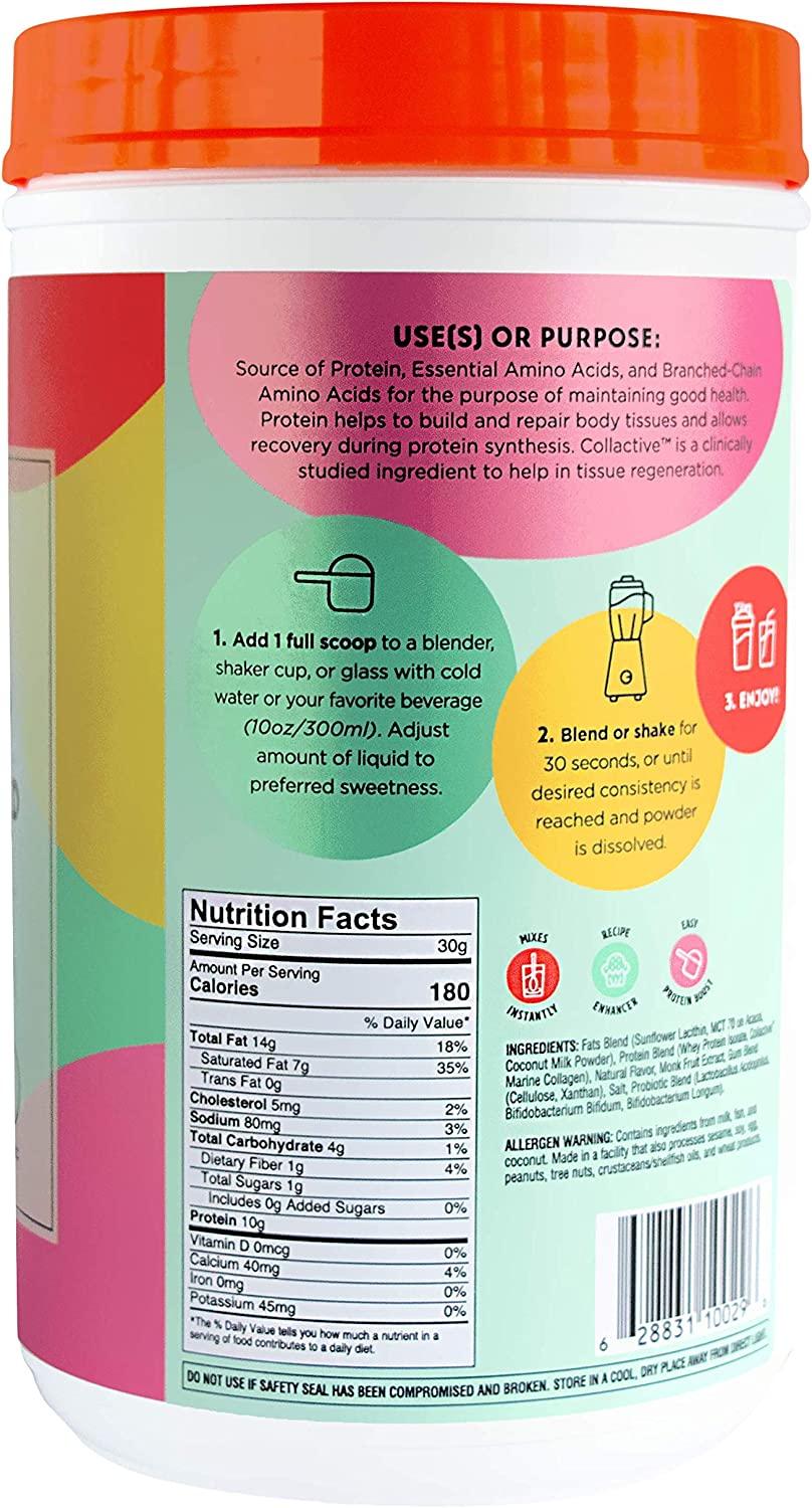 Natreve Marine Collagen Peptides GrassFed Whey Powder Keto Friendly