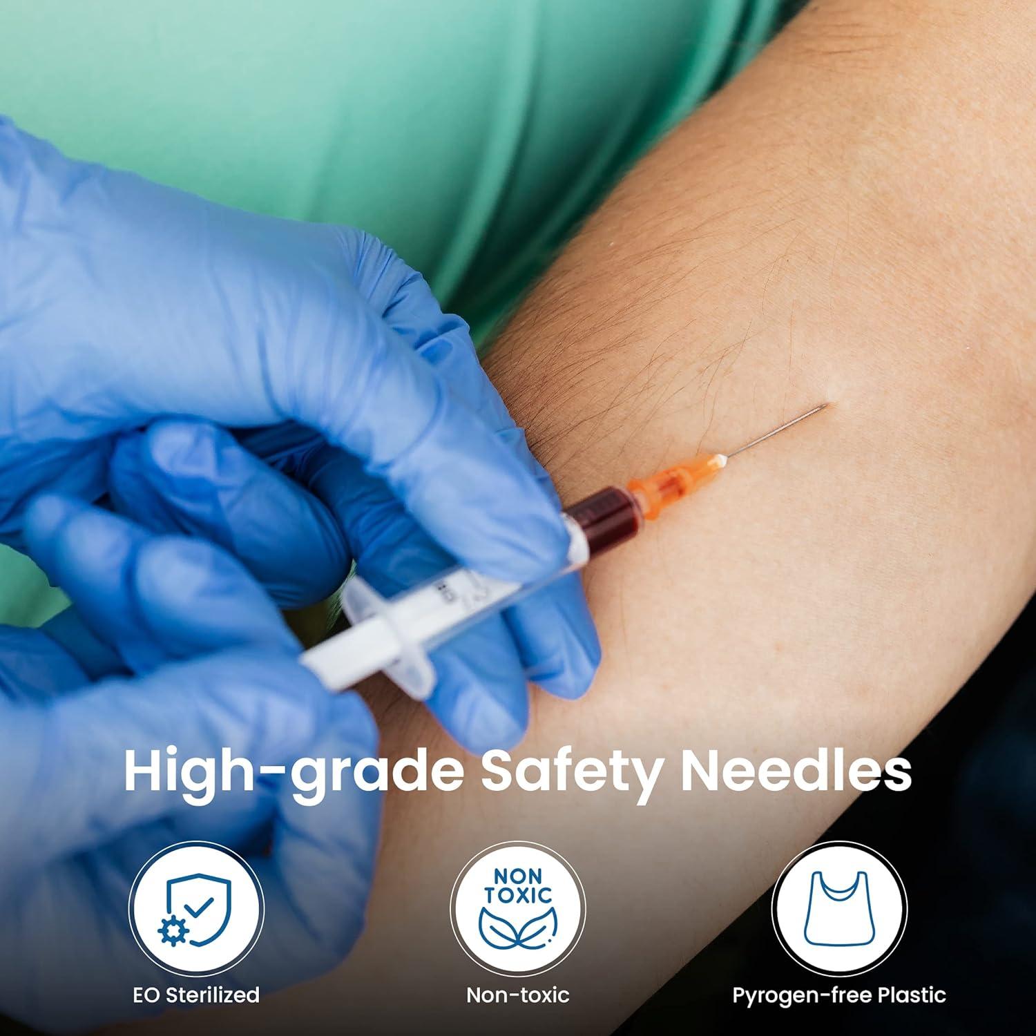 TKMD 25G x 1 Safety Needles Individually Wrapped Needles for Injections