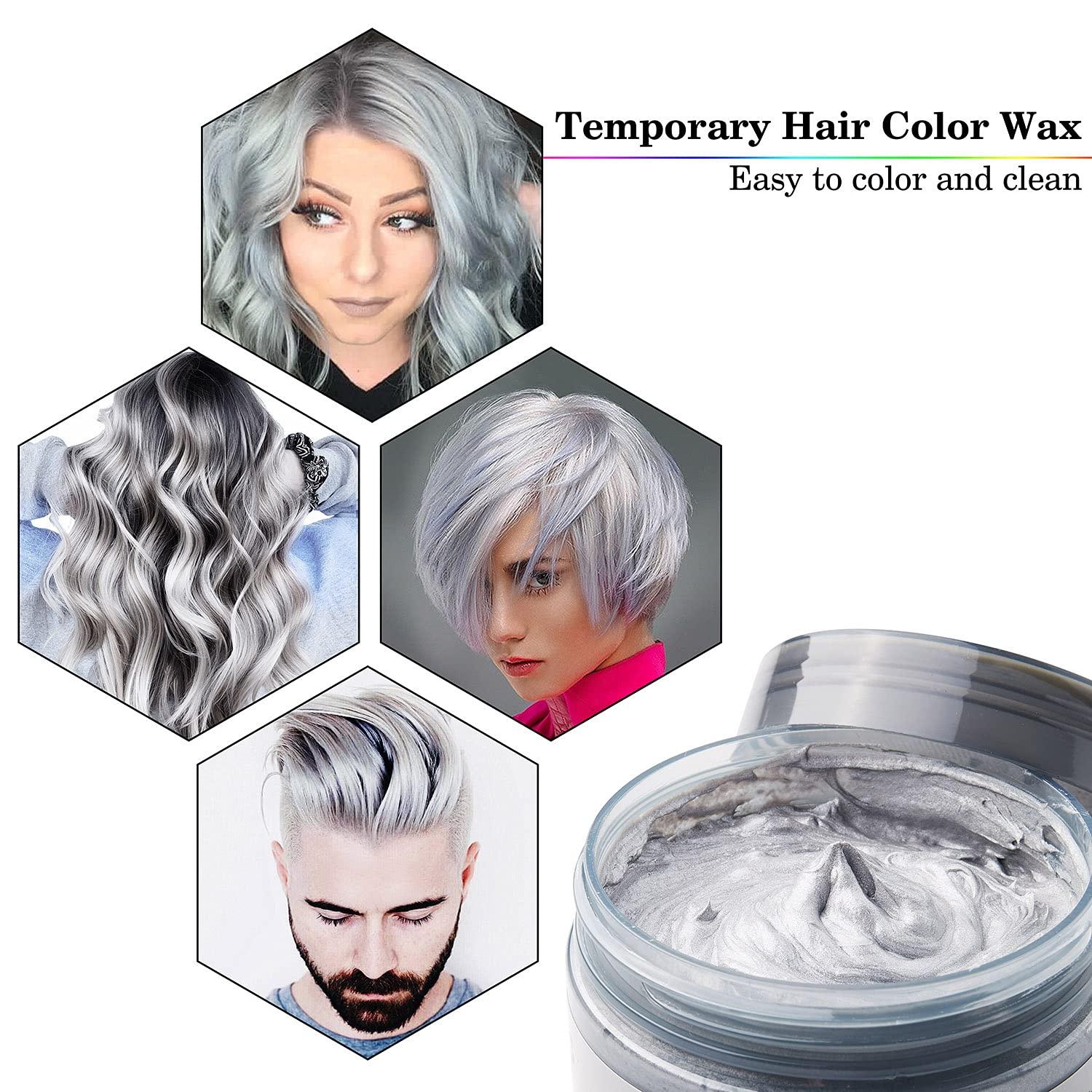 Silver Grey Hair Color Wax, Instant Hair Dye Wax 4.23 oz, Unisex