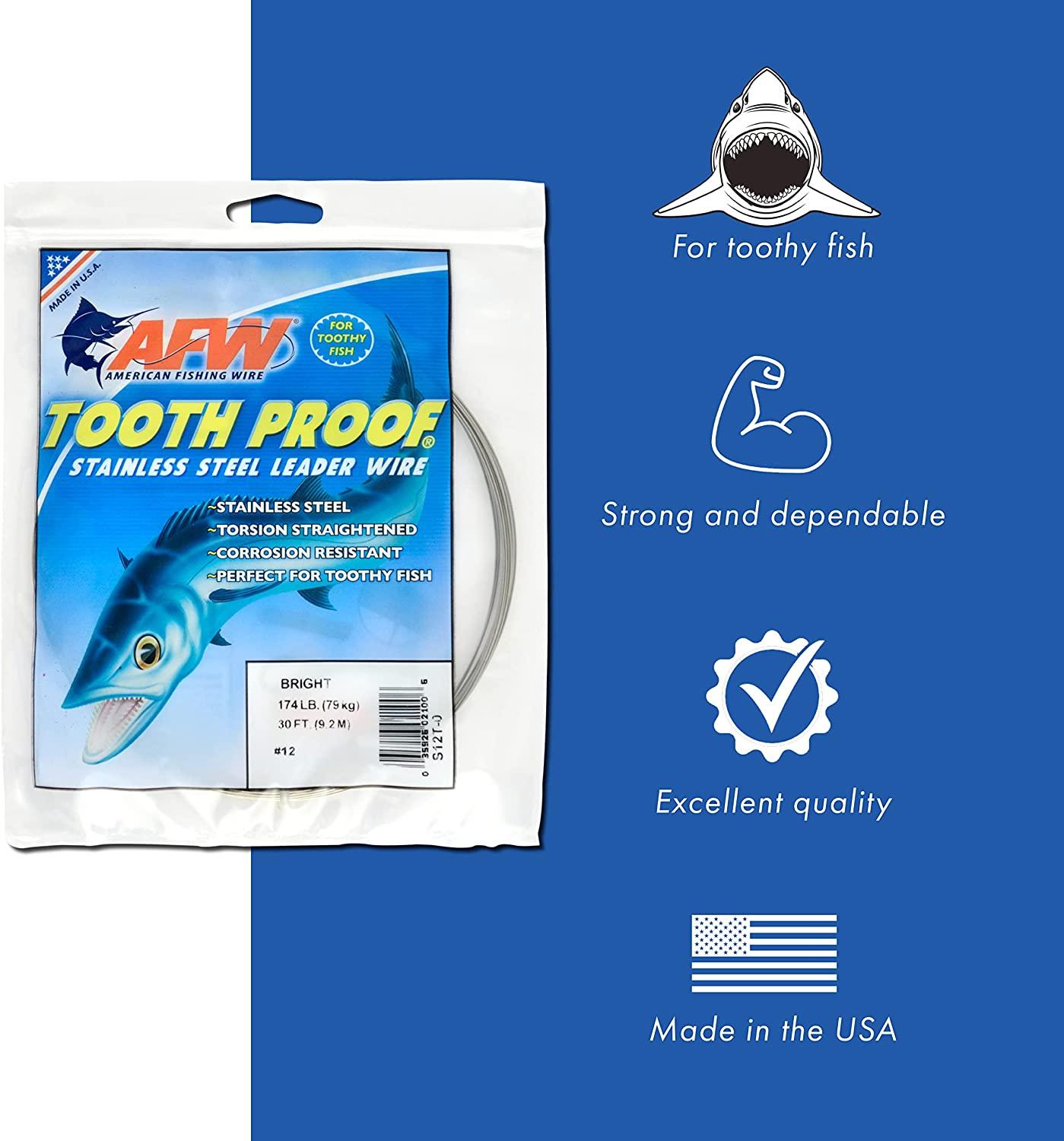 AFW Tooth Proof Stainless Steel Leader Wire 174 lb Test, Camo 30 ft