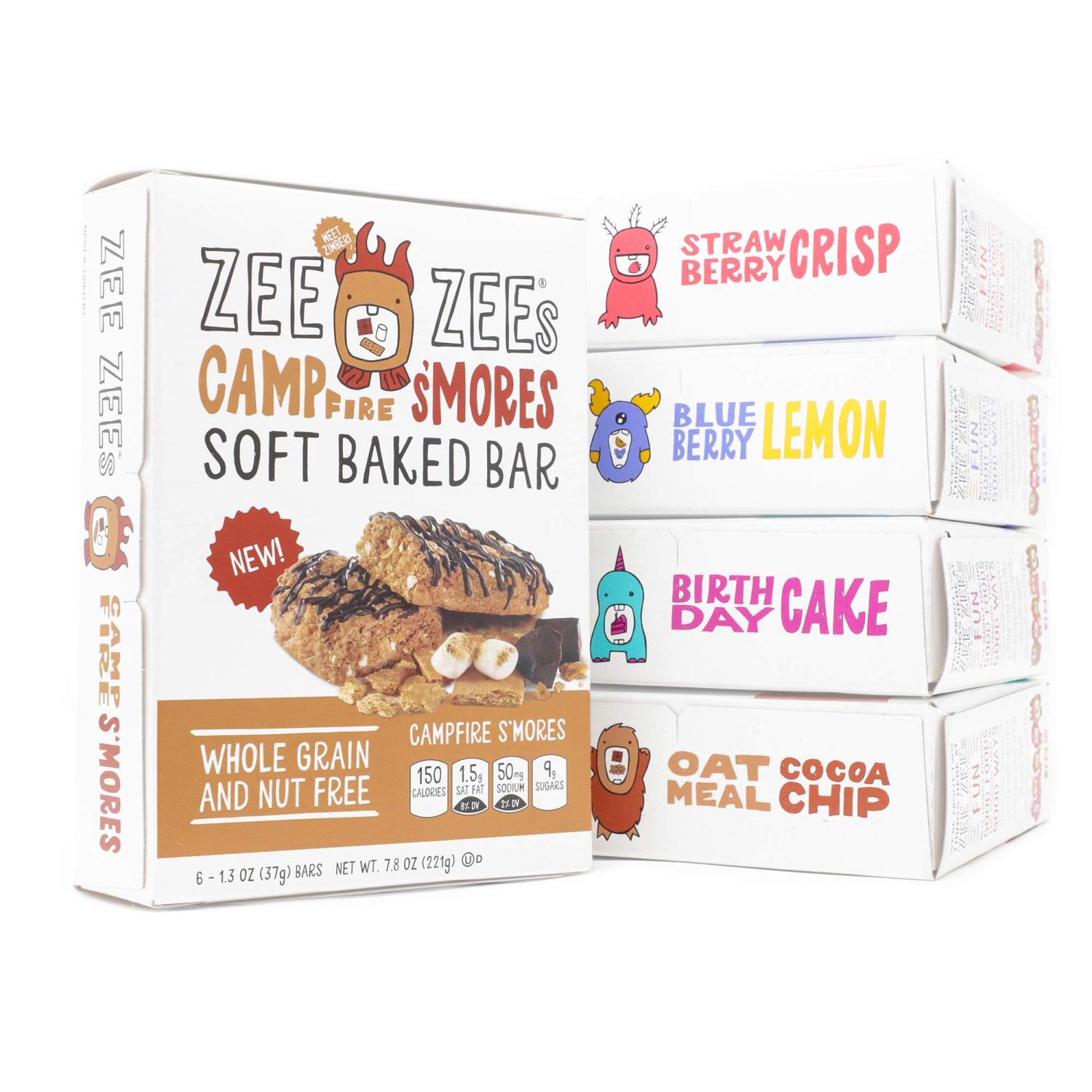 Zee Zees Variety Pack Soft Baked Bars, NutFree, Whole Grain, Naturally