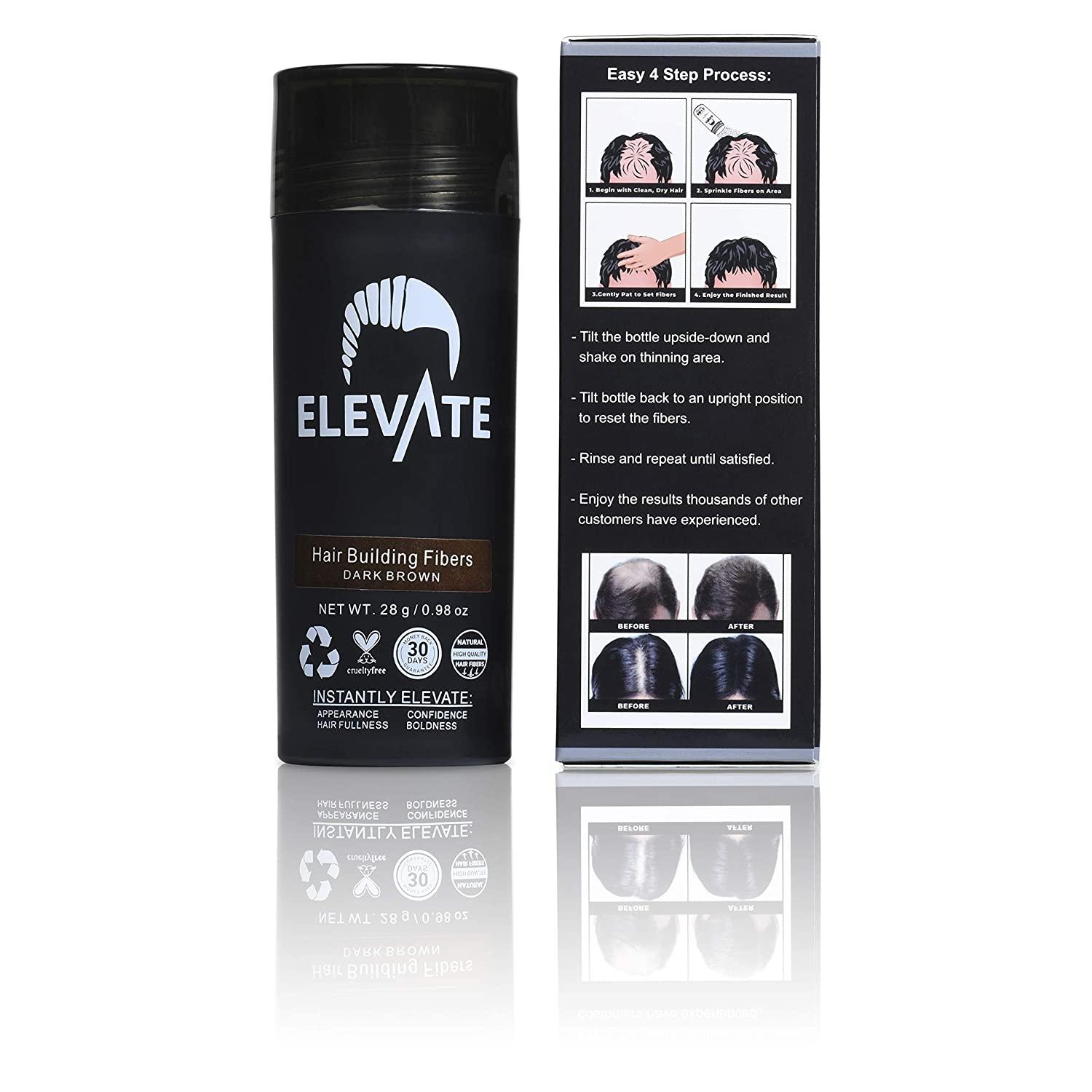 ELEVATE Hair Fibers 100 Natural Keratin Hair Fibers Instantly Thickens