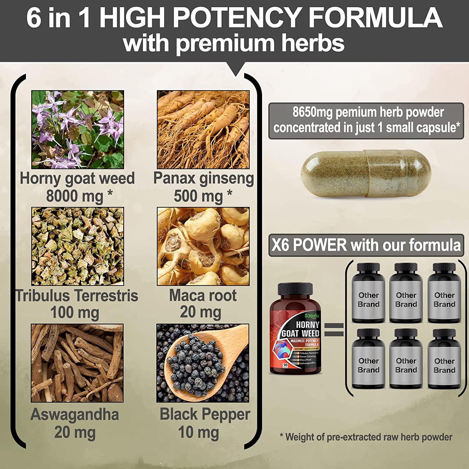 Premium Horny Goat Weed 8650mg with Tribulus Terrestris, Panax Ginseng